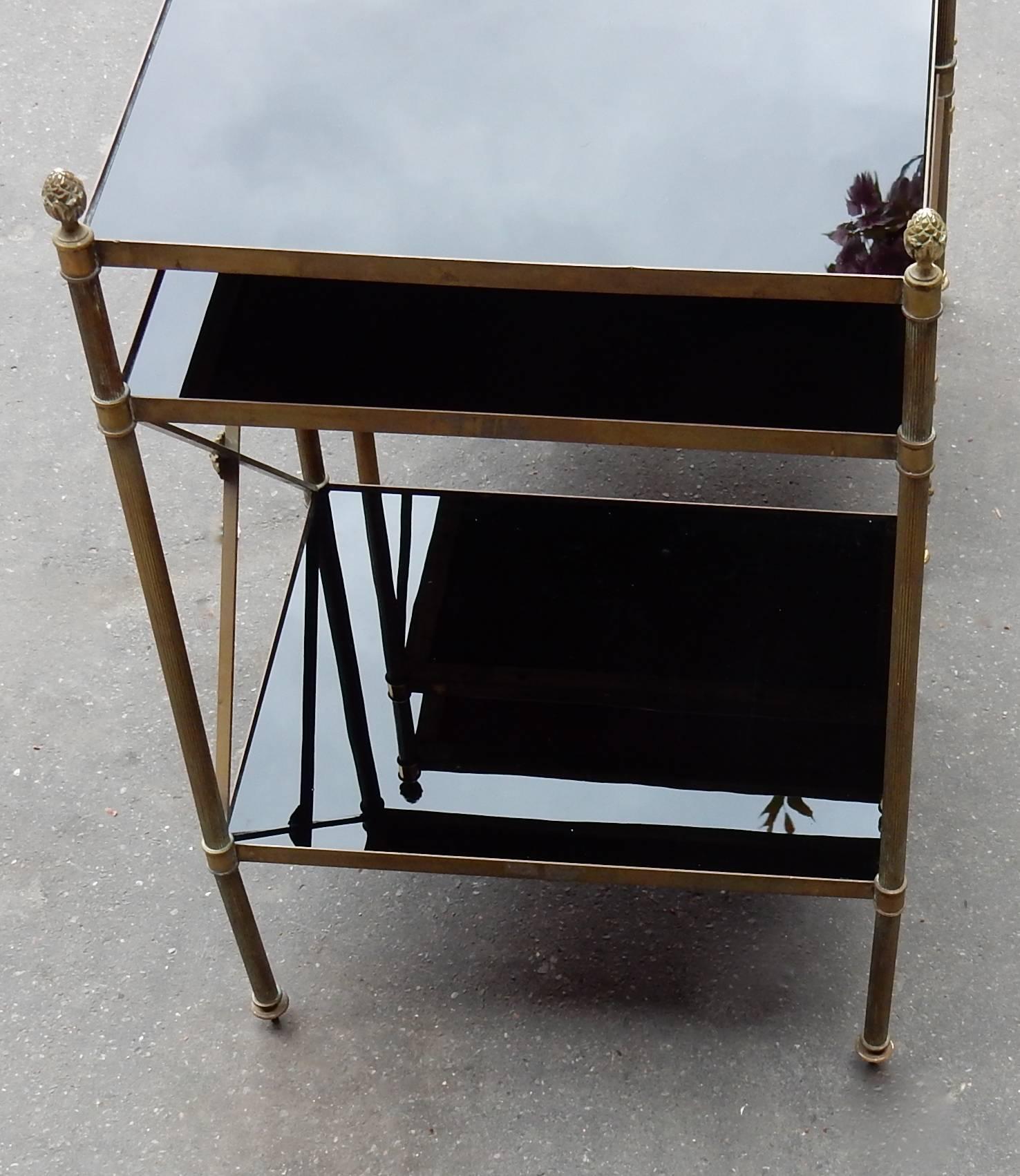 French 1950/70 Pair of Shelves Three Levels in The Style Of Maison Baguès Black Opaline For Sale
