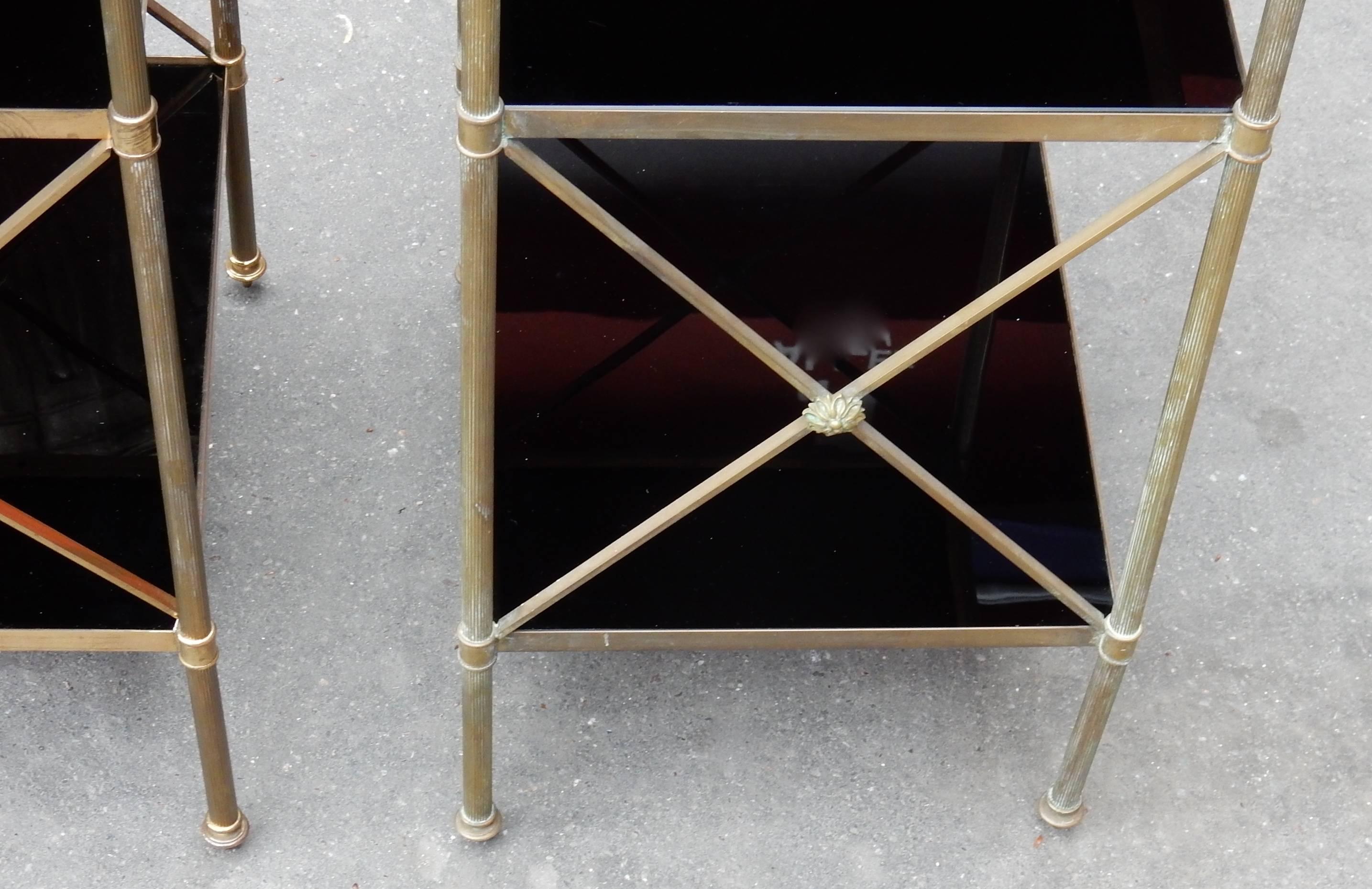 1950/70 Pair of Shelves Three Levels in The Style Of Maison Baguès Black Opaline In Good Condition For Sale In Paris, FR