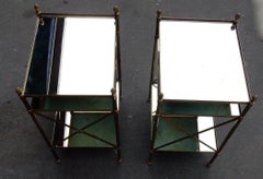 1950/70, Paire d'étagères à trois niveaux Style  Maison Bagués Tops Miroir oxydé vieilli