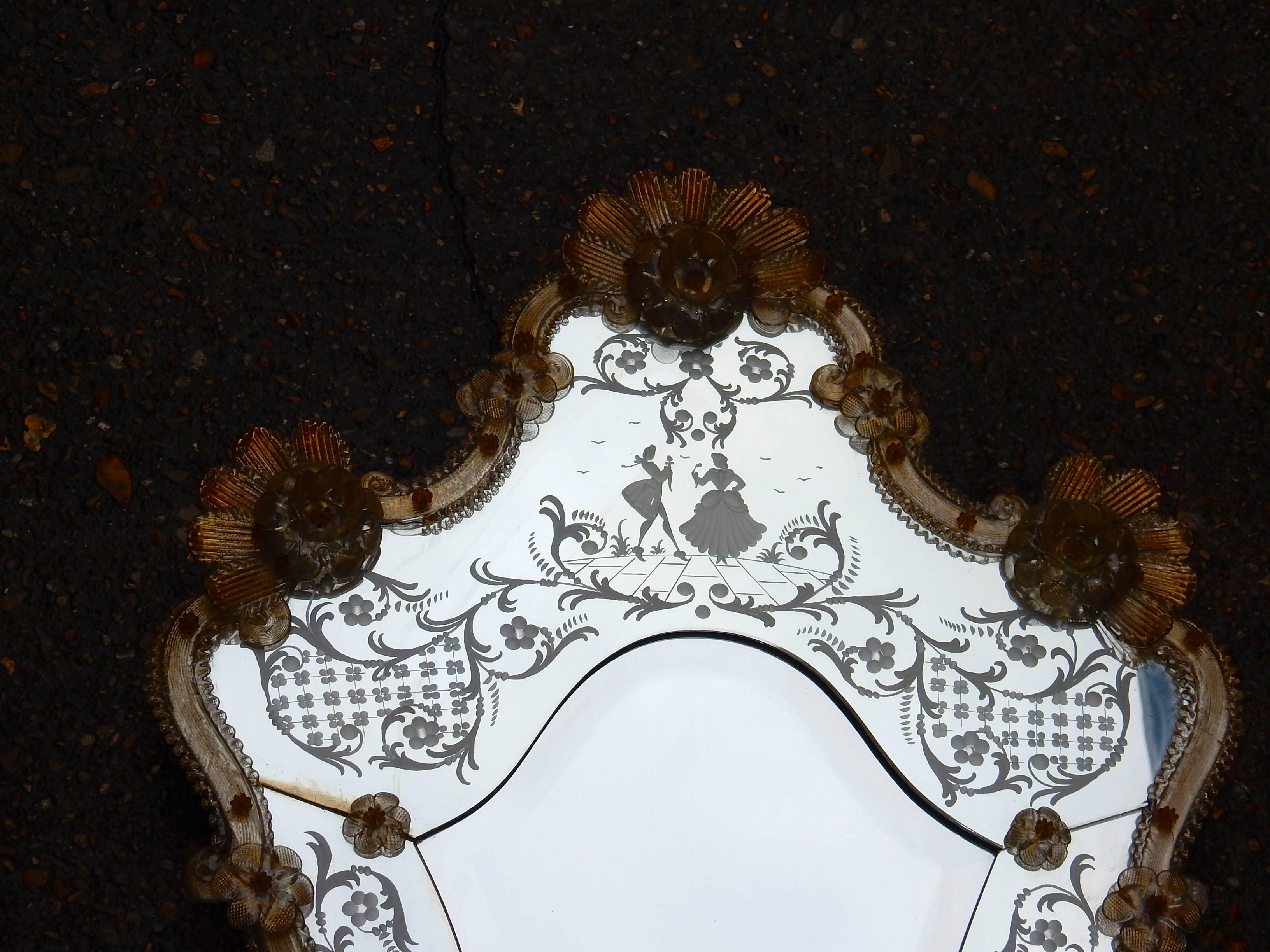 1950-1970  Romantic Mirror Murano Mr et Mme In Good Condition For Sale In Paris, FR