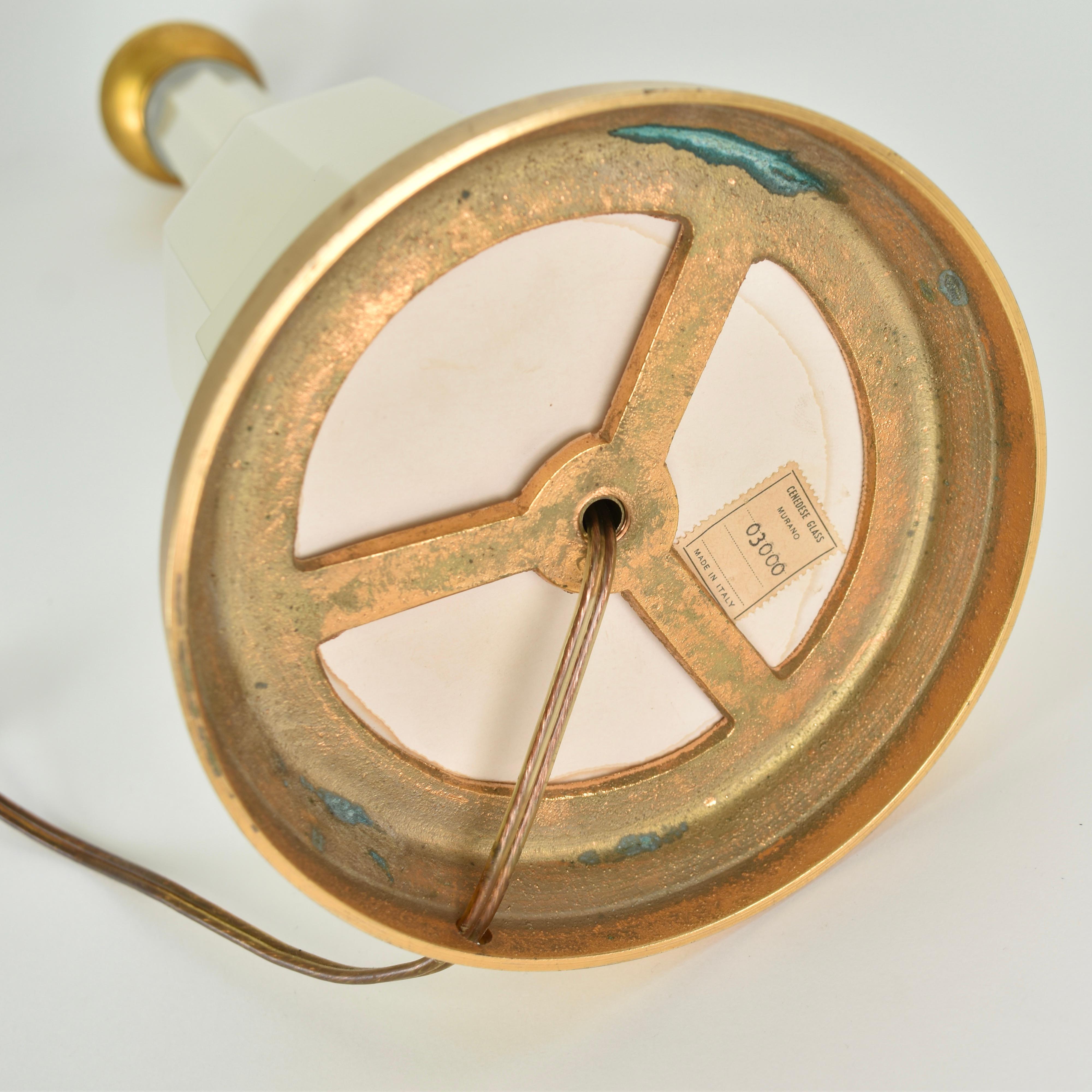 1950s Opaline Table Lamp by Cenedese Murano For Sale 7