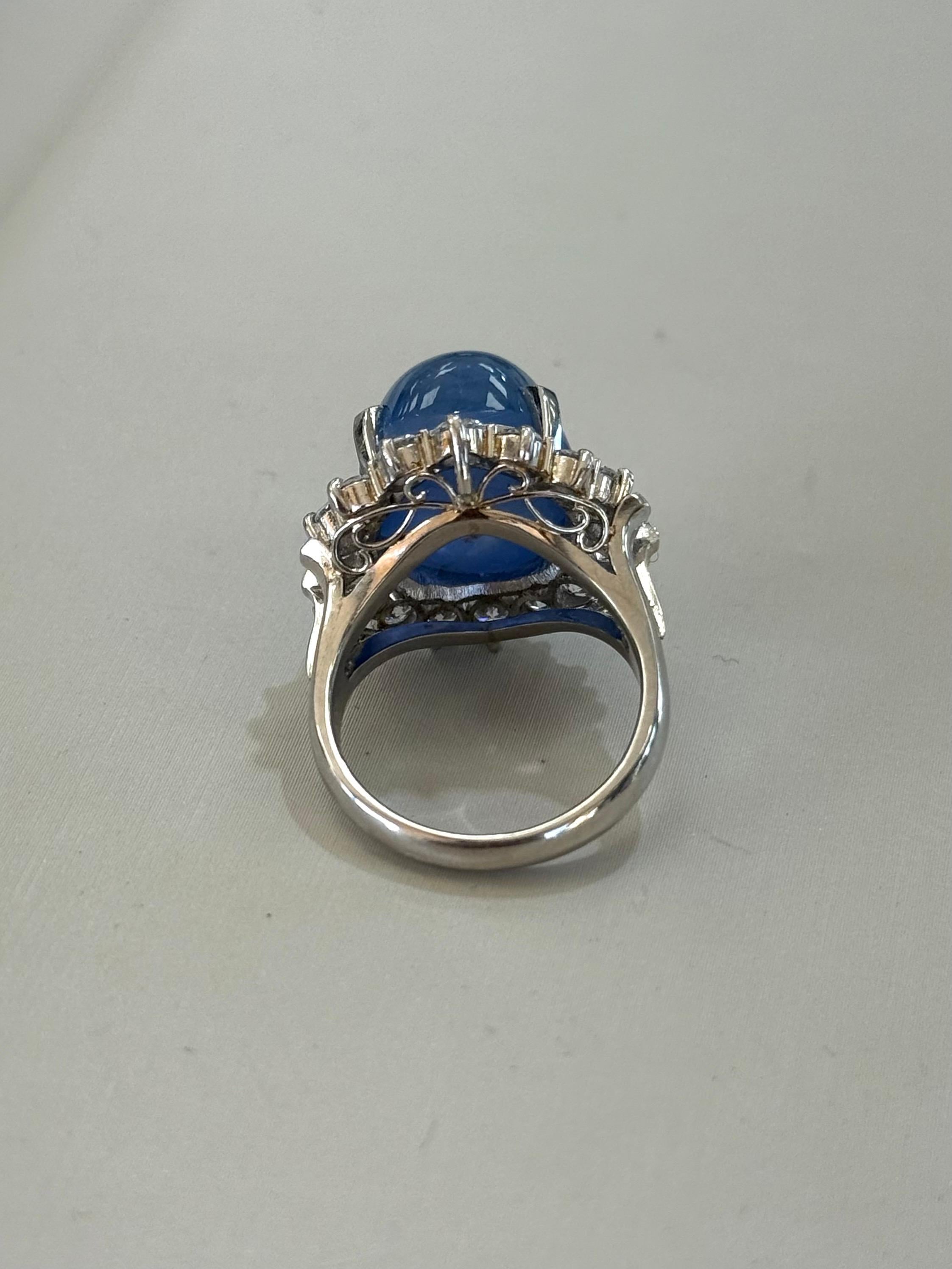 Anello cocktail in platino con zaffiro a stella da 19,50 carati in vendita 1