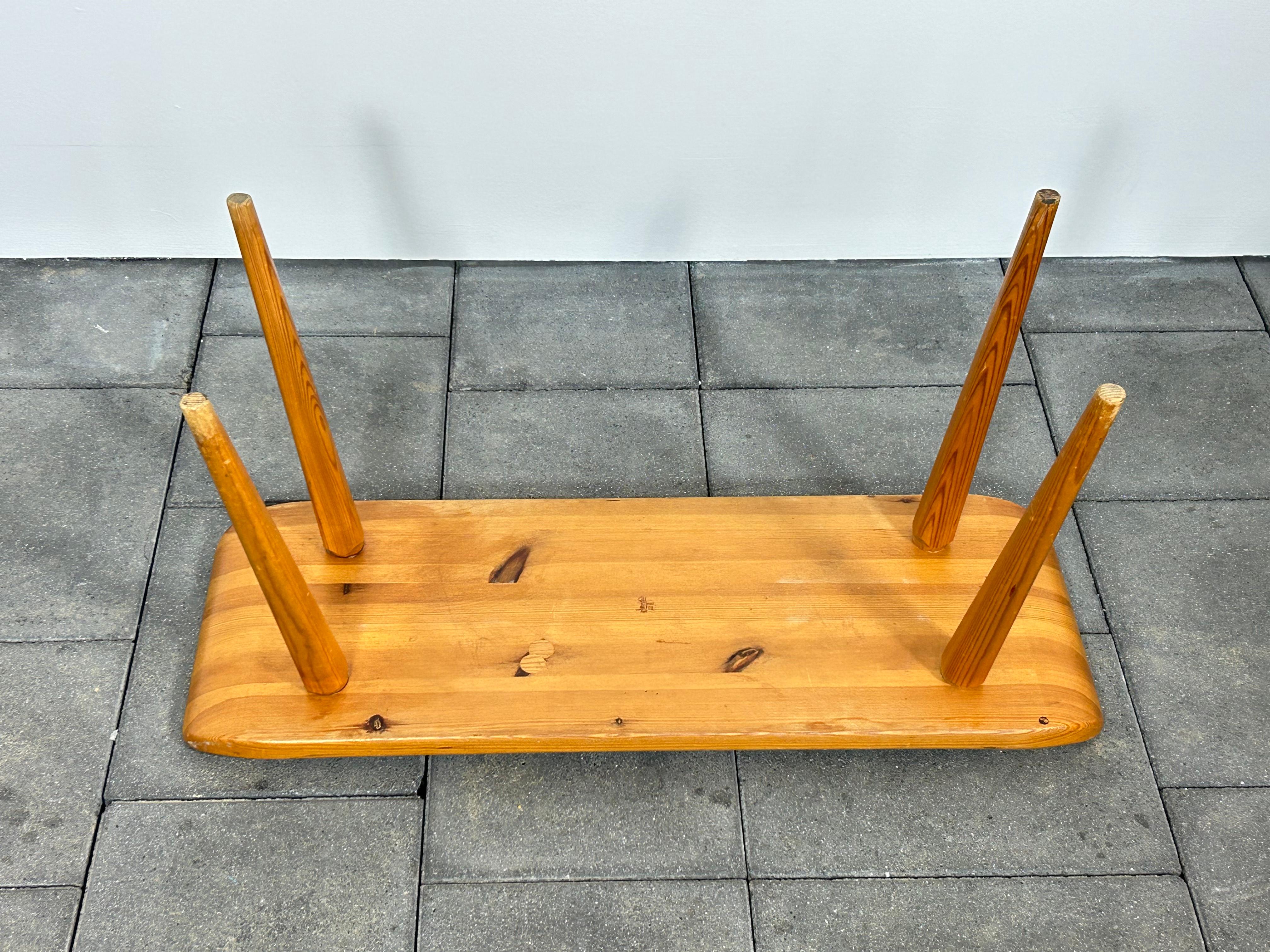 1950ies Solid Pine Bench Designed by Carl Malmsten for Svensk Fur For Sale 1