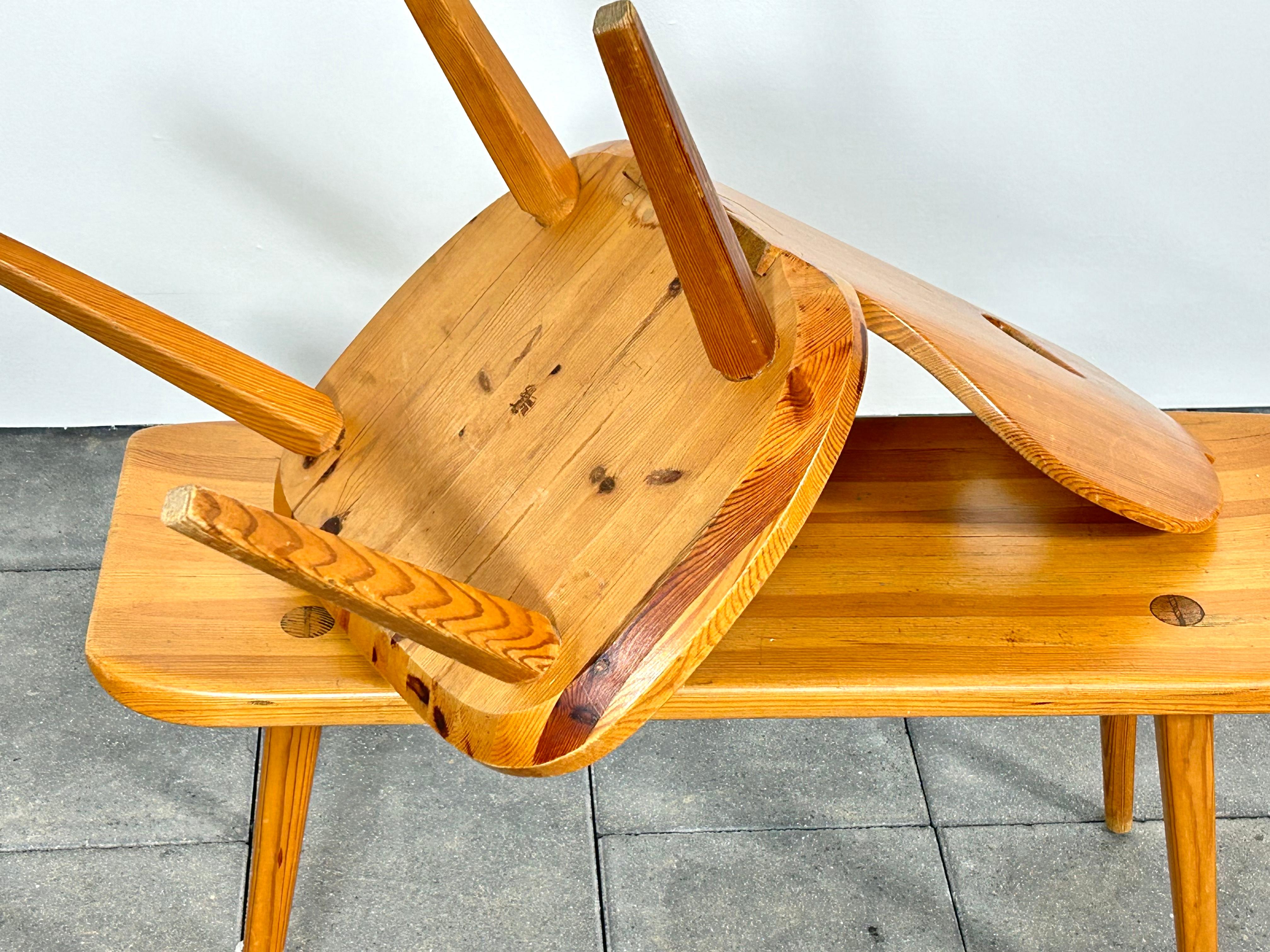 1950ies Solid Pine Chairs Designed by Carl Malmsten for Svensk Fur For Sale 4
