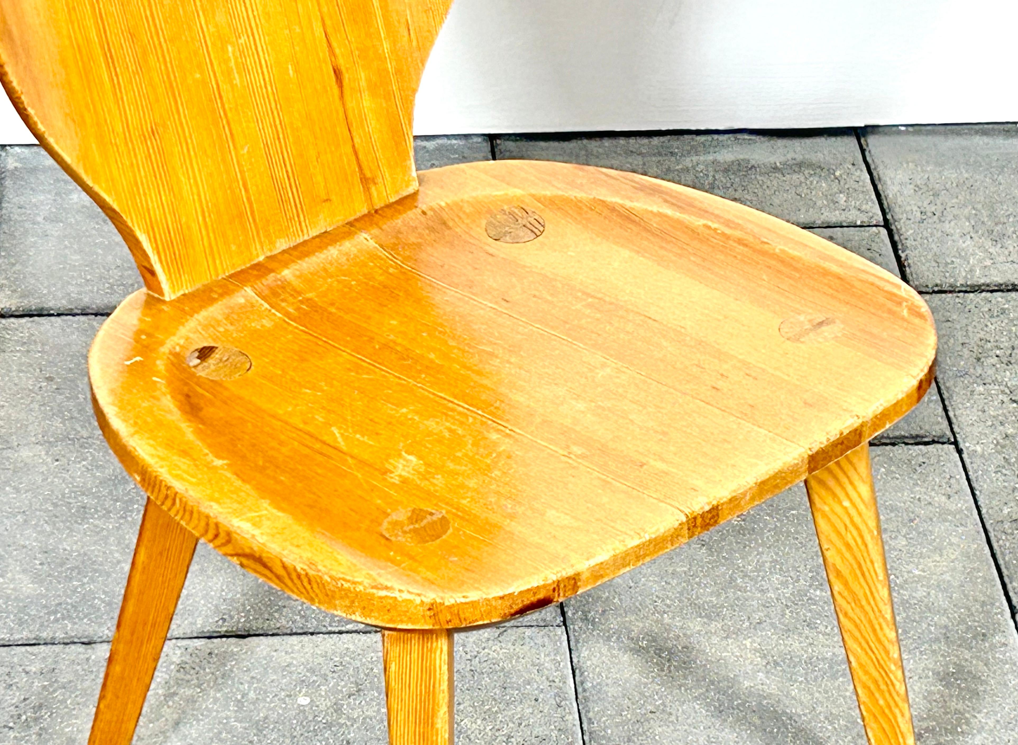 1950ies Solid Pine Chairs Designed by Carl Malmsten for Svensk Fur For Sale 9