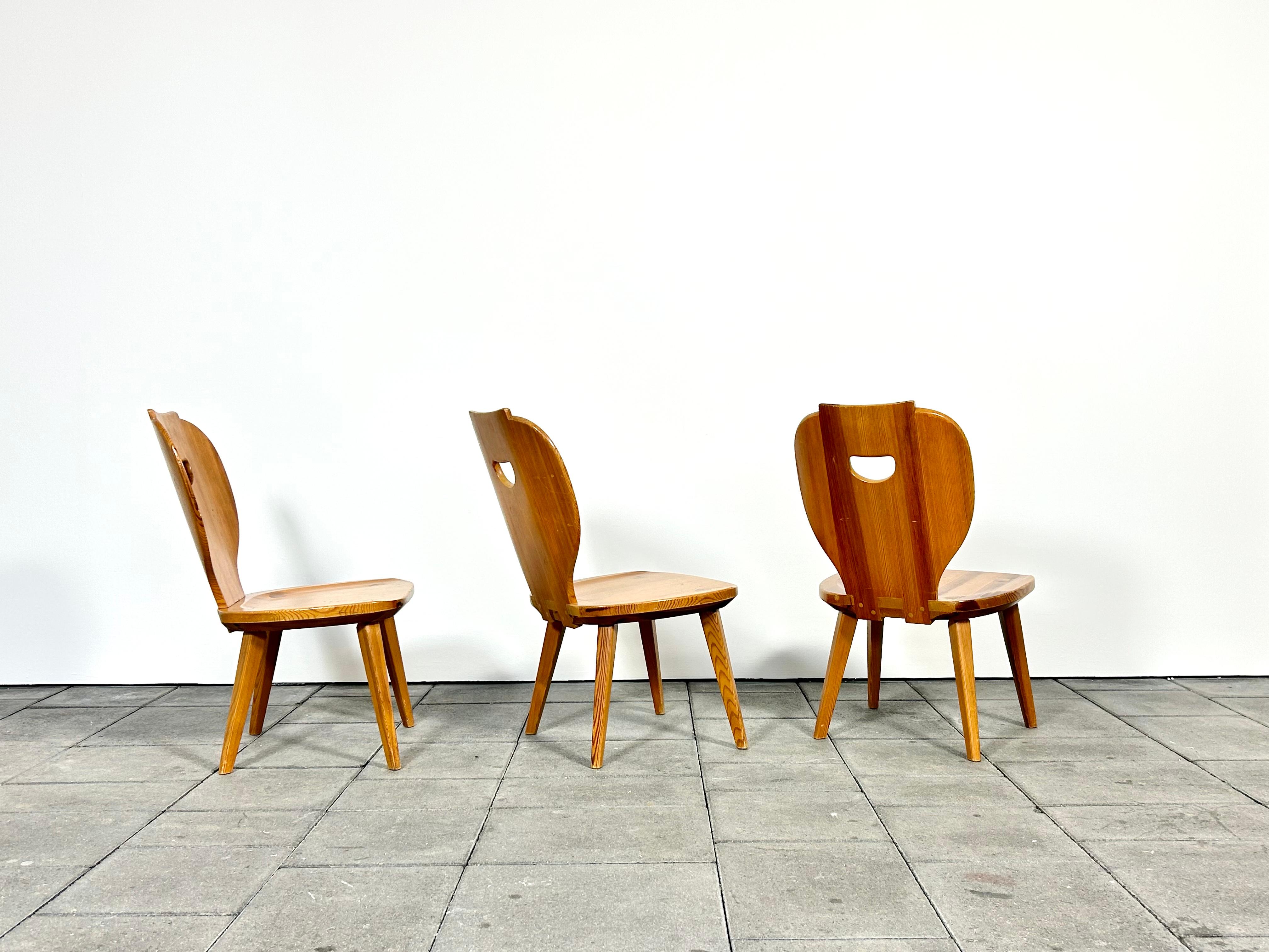 Mid-Century Modern 1950ies Solid Pine Chairs Designed by Carl Malmsten for Svensk Fur For Sale