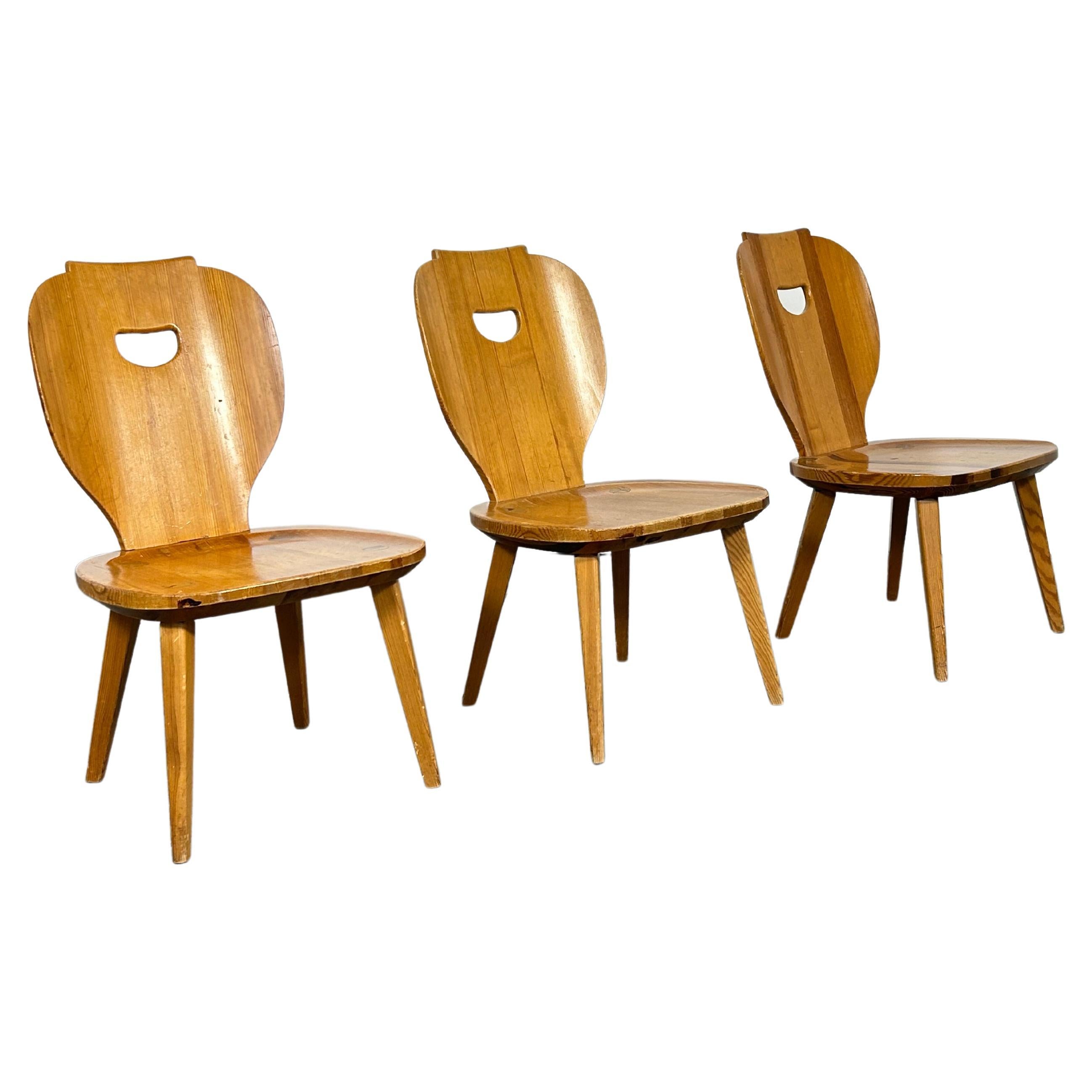 1950ies Solid Pine Chairs Designed by Carl Malmsten for Svensk Fur