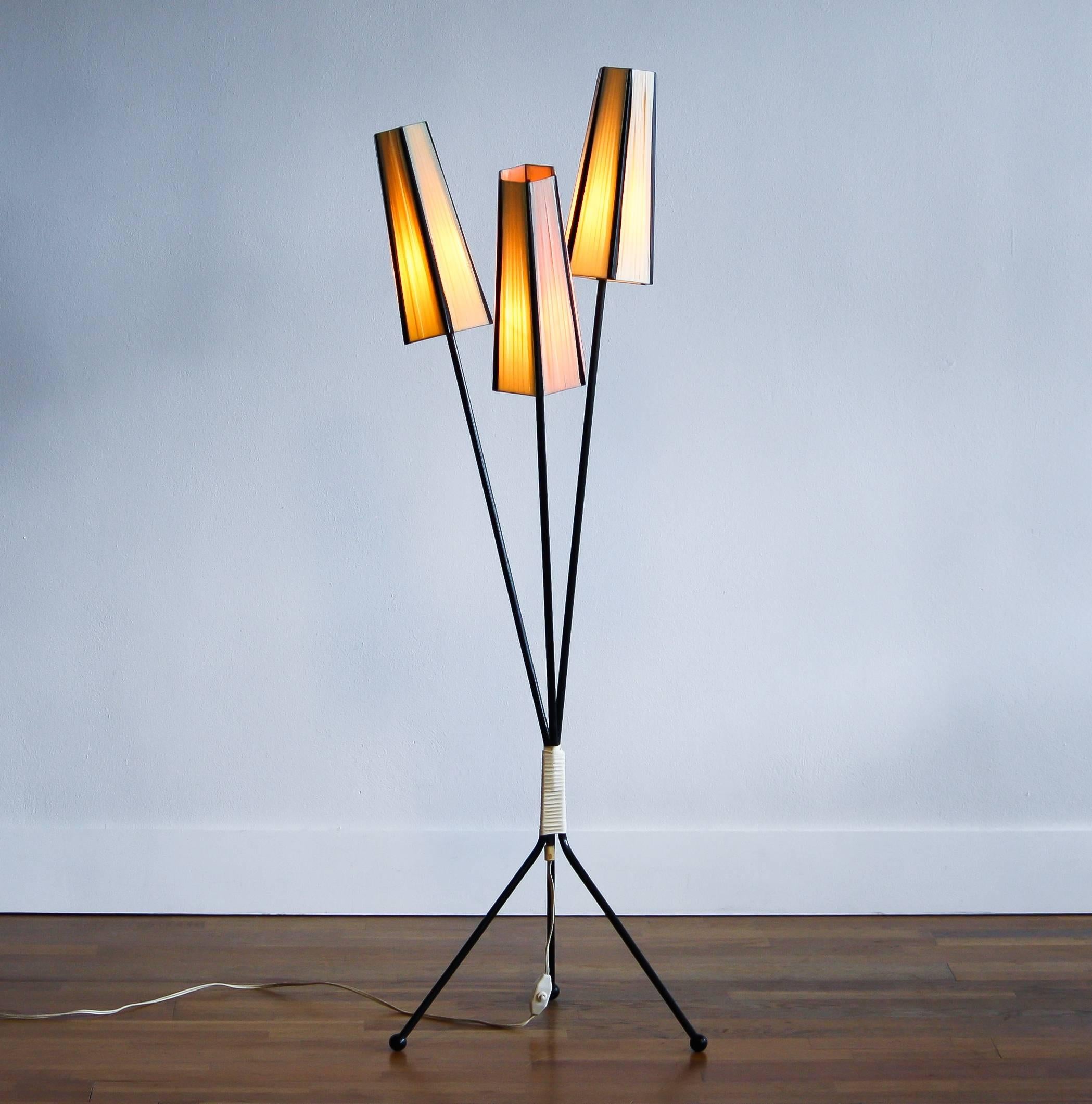 1950s, Beautiful Three-Light Swedish Floor Lamp 1
