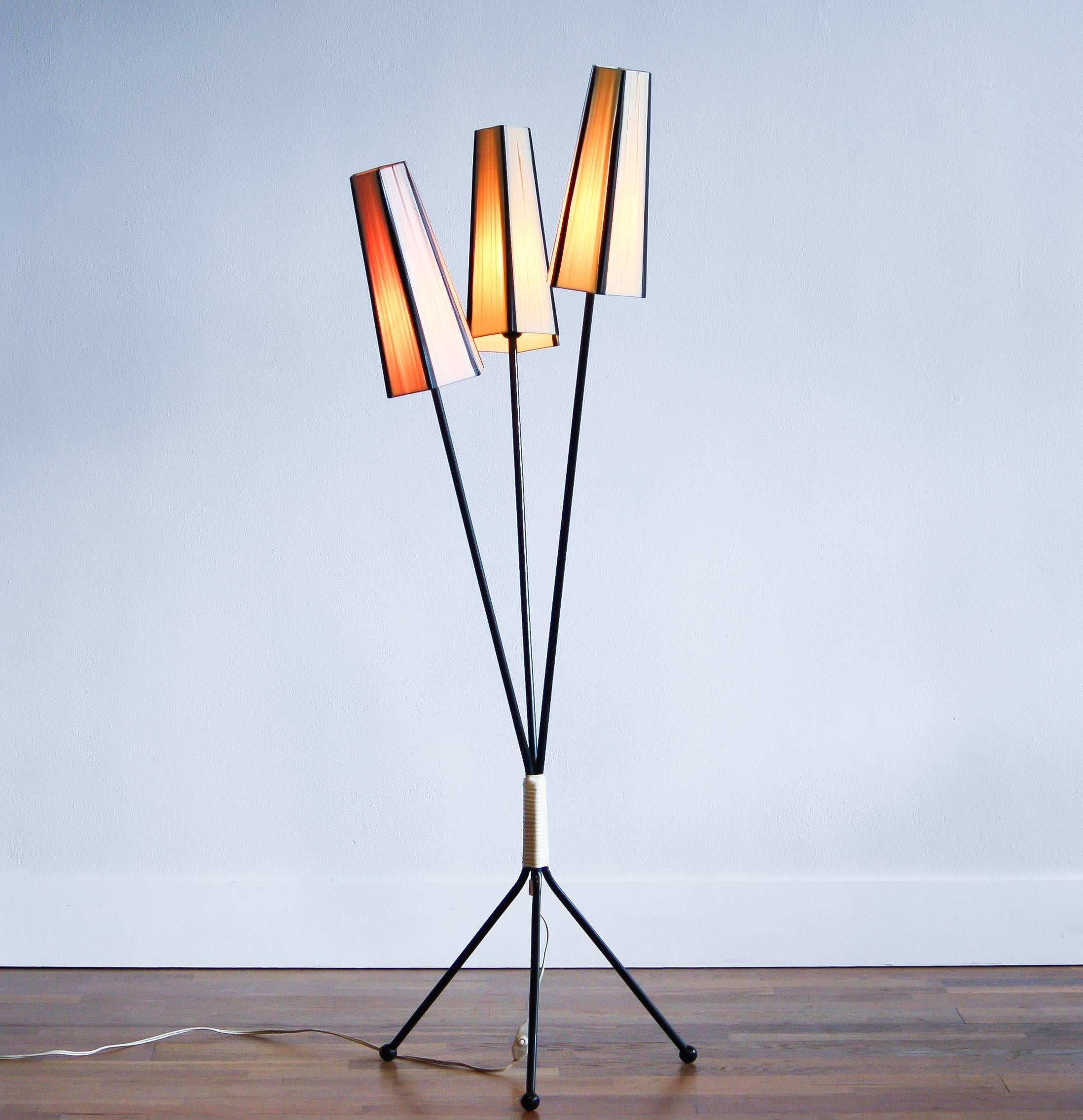 1950s, Beautiful Three-Light Swedish Floor Lamp 3