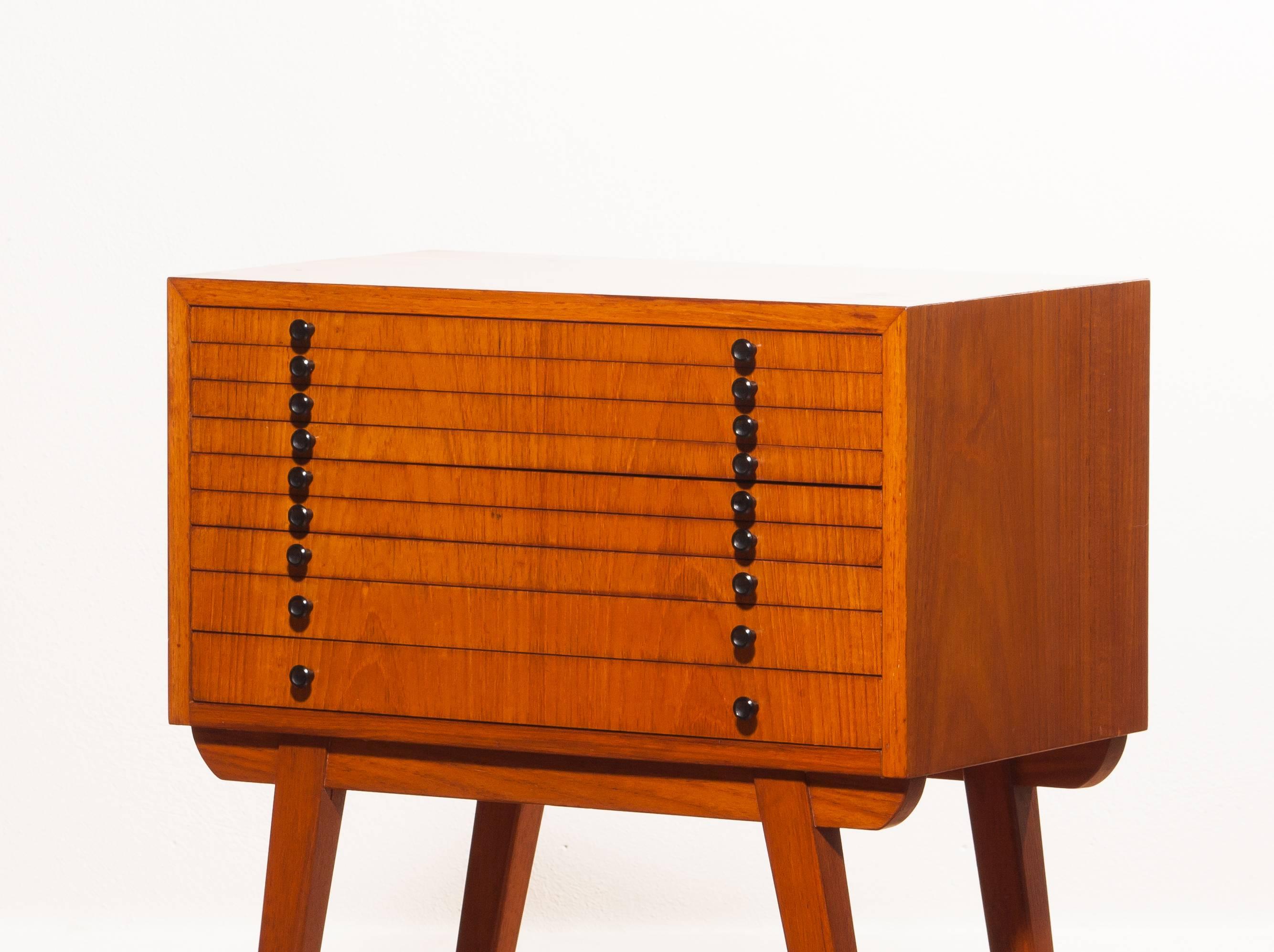 1950s, Teak Coin Collectors Chest of Drawers 2