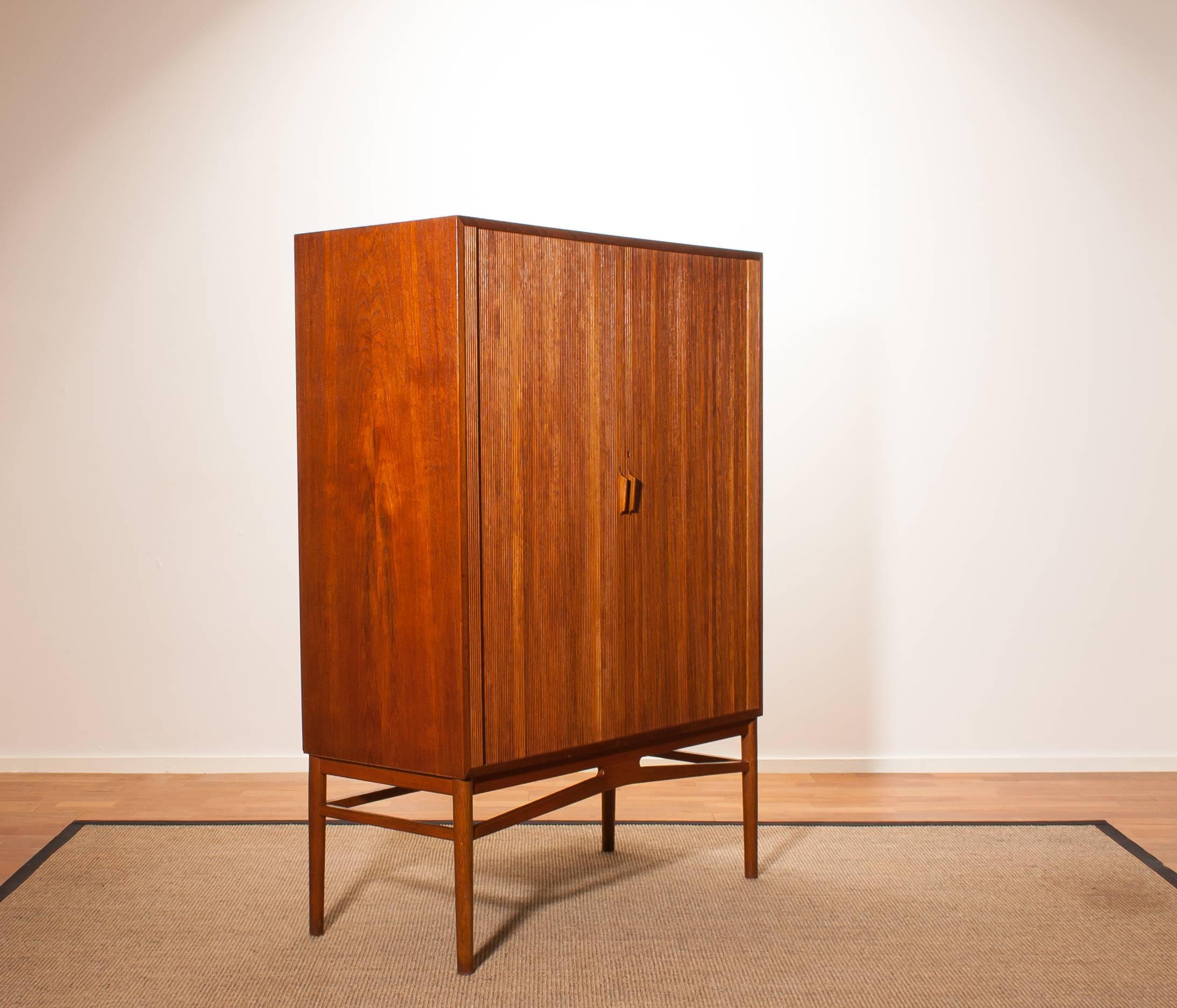 Mid-20th Century 1950s, Teak Tambour Archive Cabinet by Carl-Axel Acking