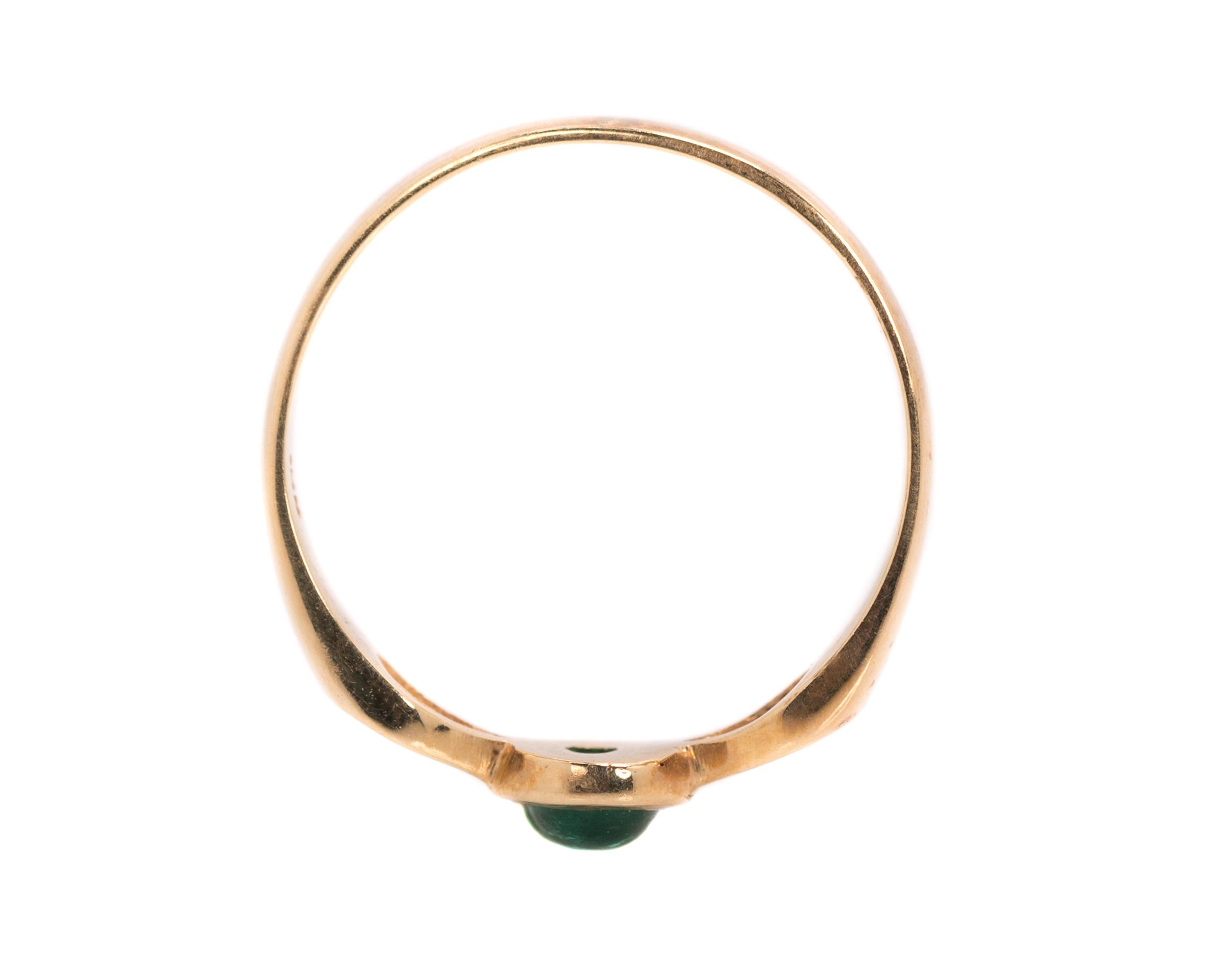 Women's 1950s 0.25 Carat Emerald and 18 Karat Yellow Gold Ring