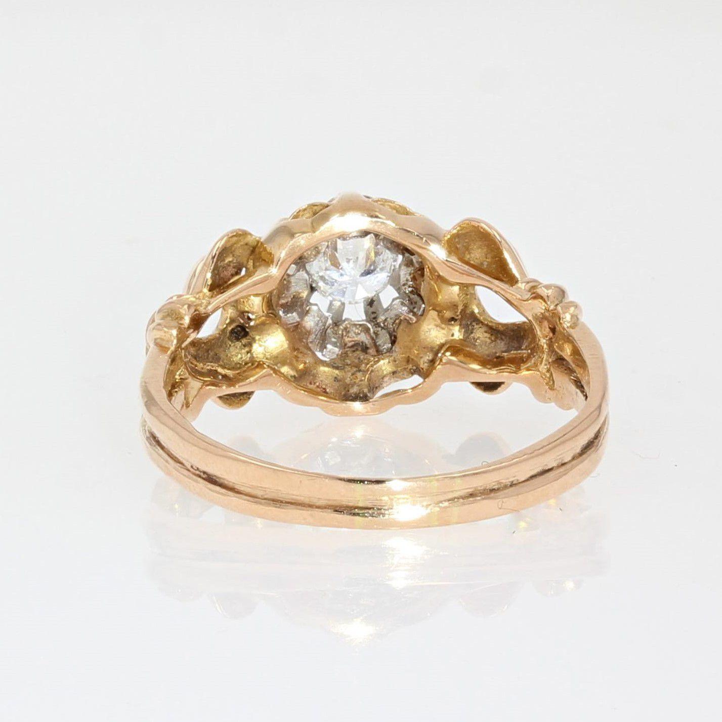 1950s 0, 30 Carat Diamond 18 Karat Yellow Gold Solitaire Ring For Sale 2