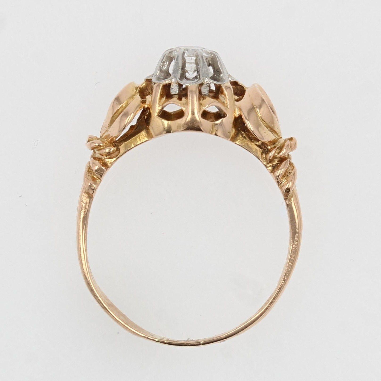 1950s 0, 30 Carat Diamond 18 Karat Yellow Gold Solitaire Ring For Sale 3
