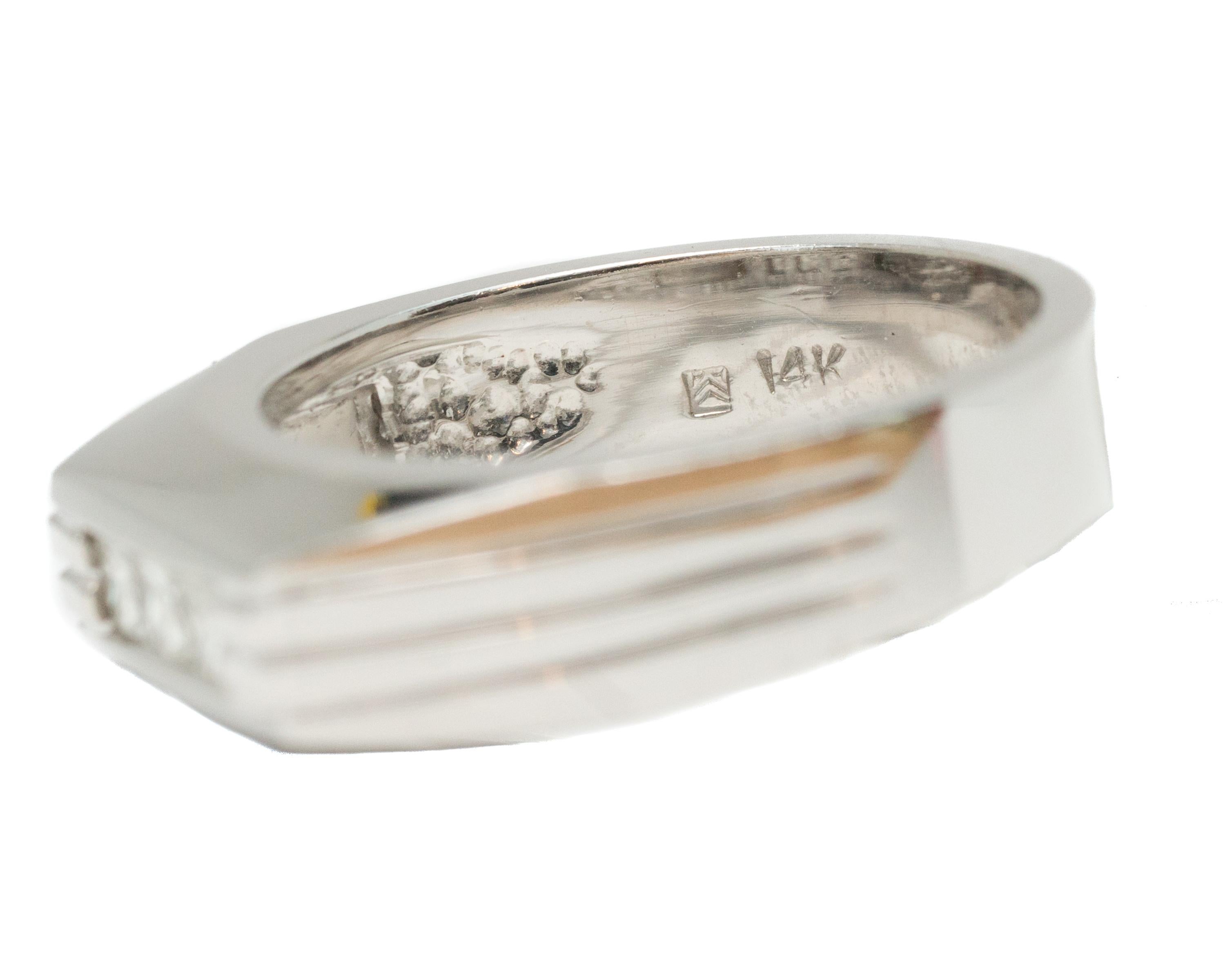 Princess Cut 1950s 0.35 Carat Diamond and 14 Karat White Gold Band Ring For Sale