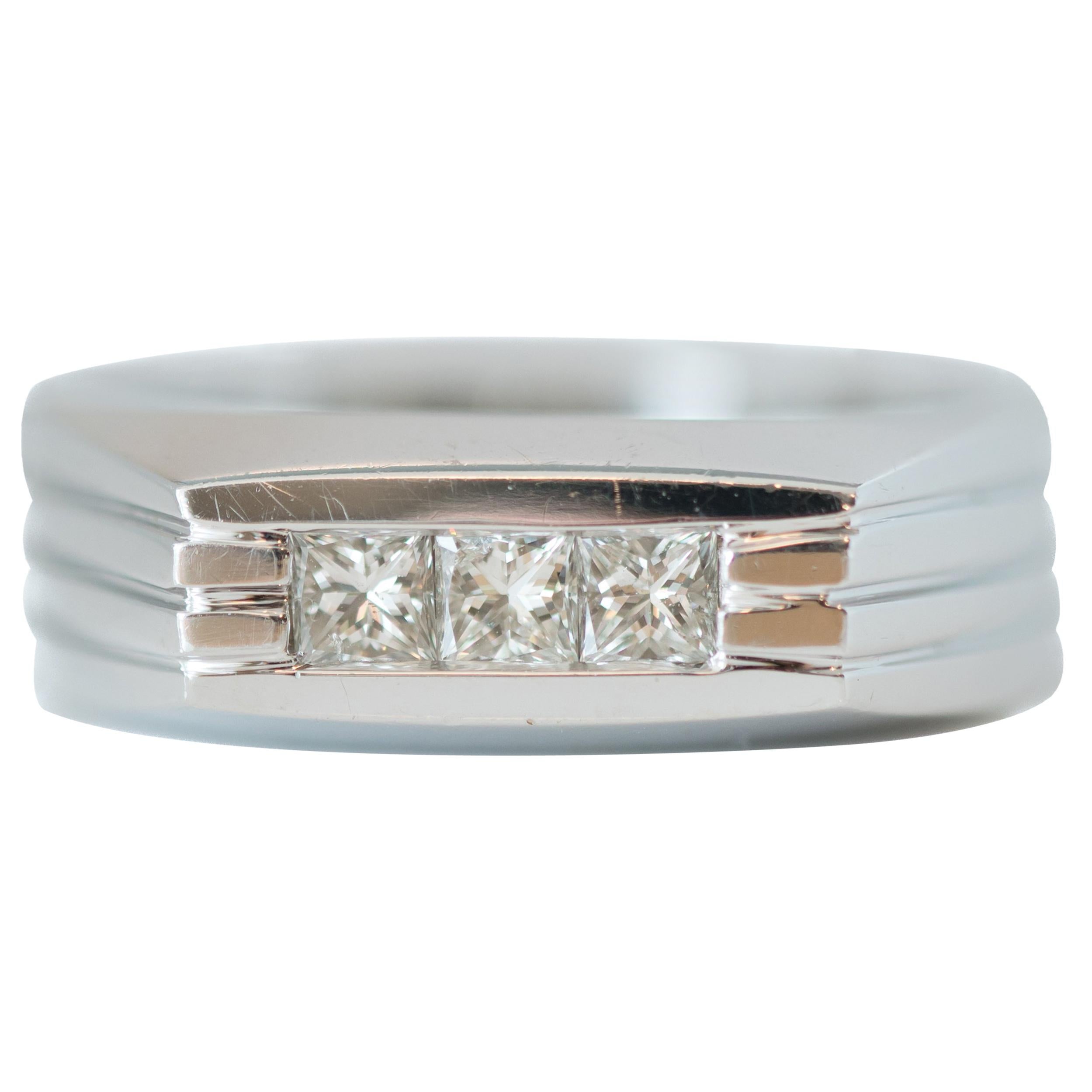 1950er Jahre 0,35 Karat Diamant und 14 Karat Weißgold Band-Ring im Angebot