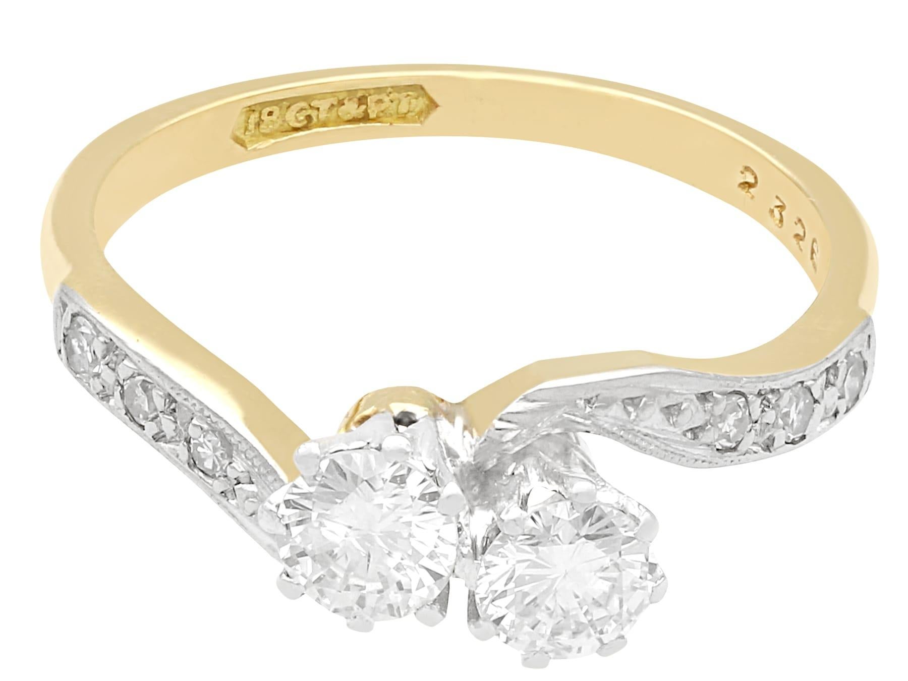 De las mujeres Anillo giratorio de oro amarillo engastado en platino de 0,65 quilates de los años 50 en venta