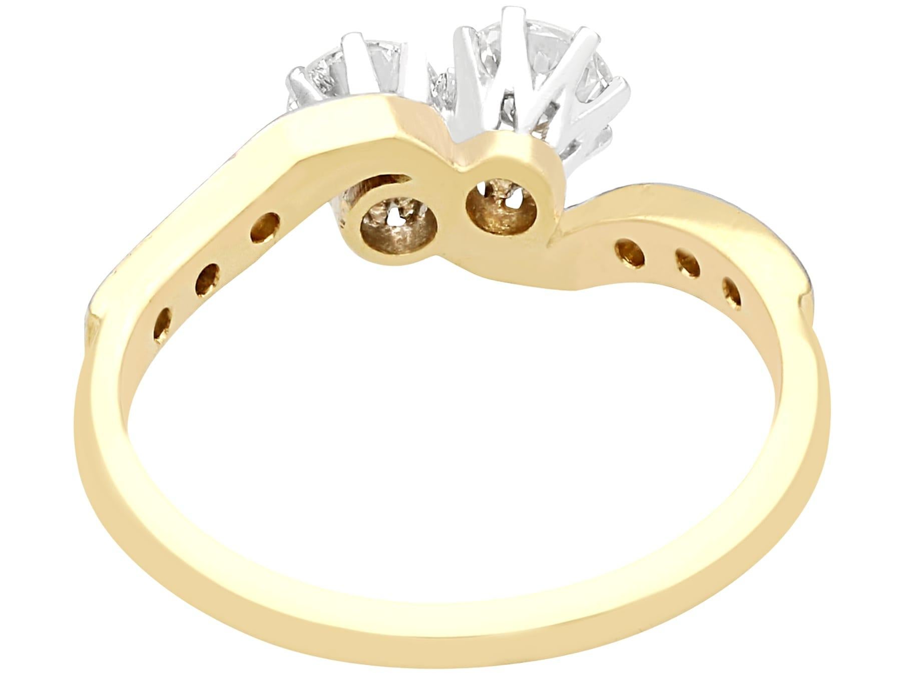 1950s 0.65 Carat Diamond Yellow Gold Platinum Set Twist Ring For Sale 1