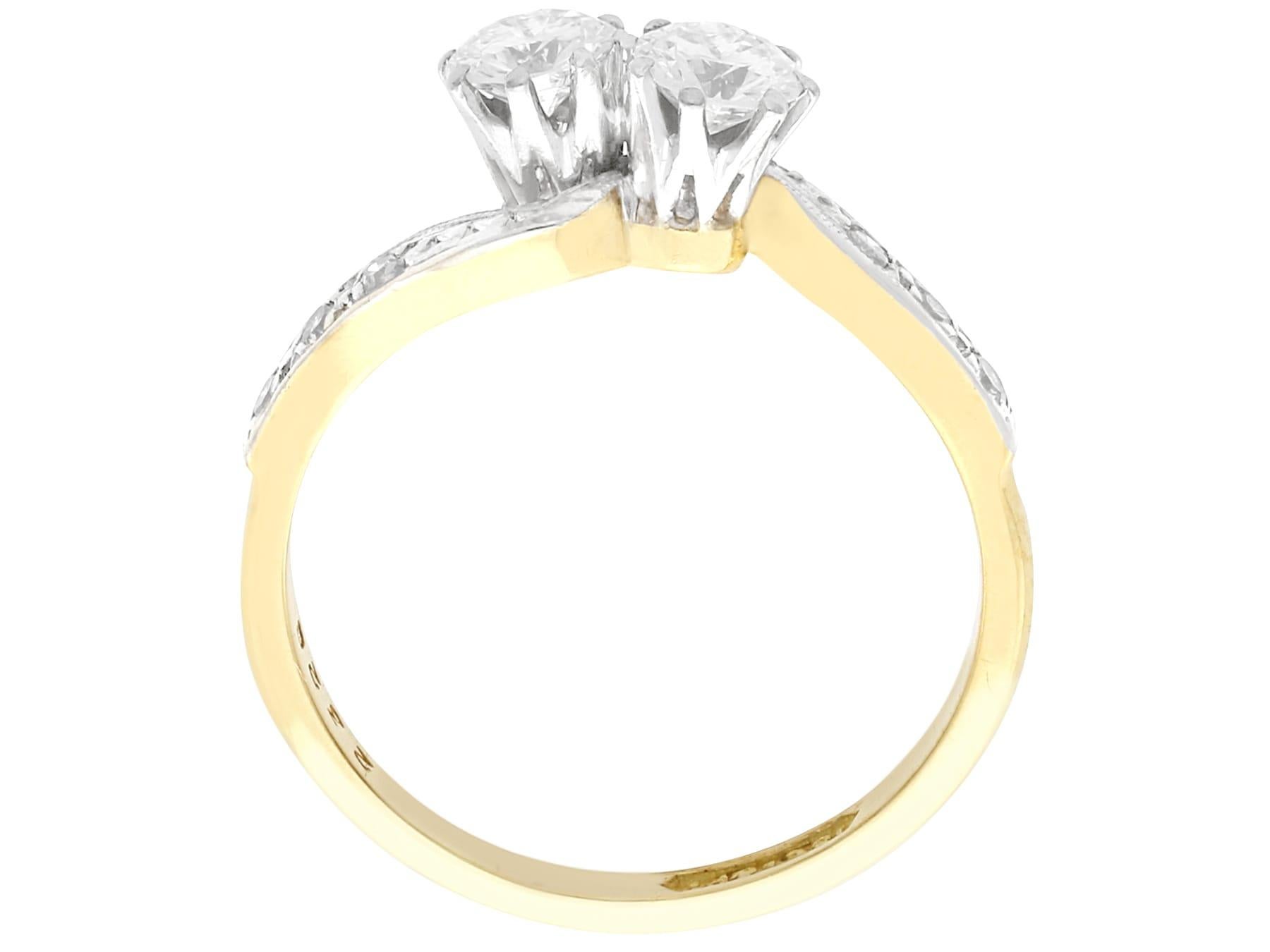 1950s 0.65 Carat Diamond Yellow Gold Platinum Set Twist Ring For Sale 2