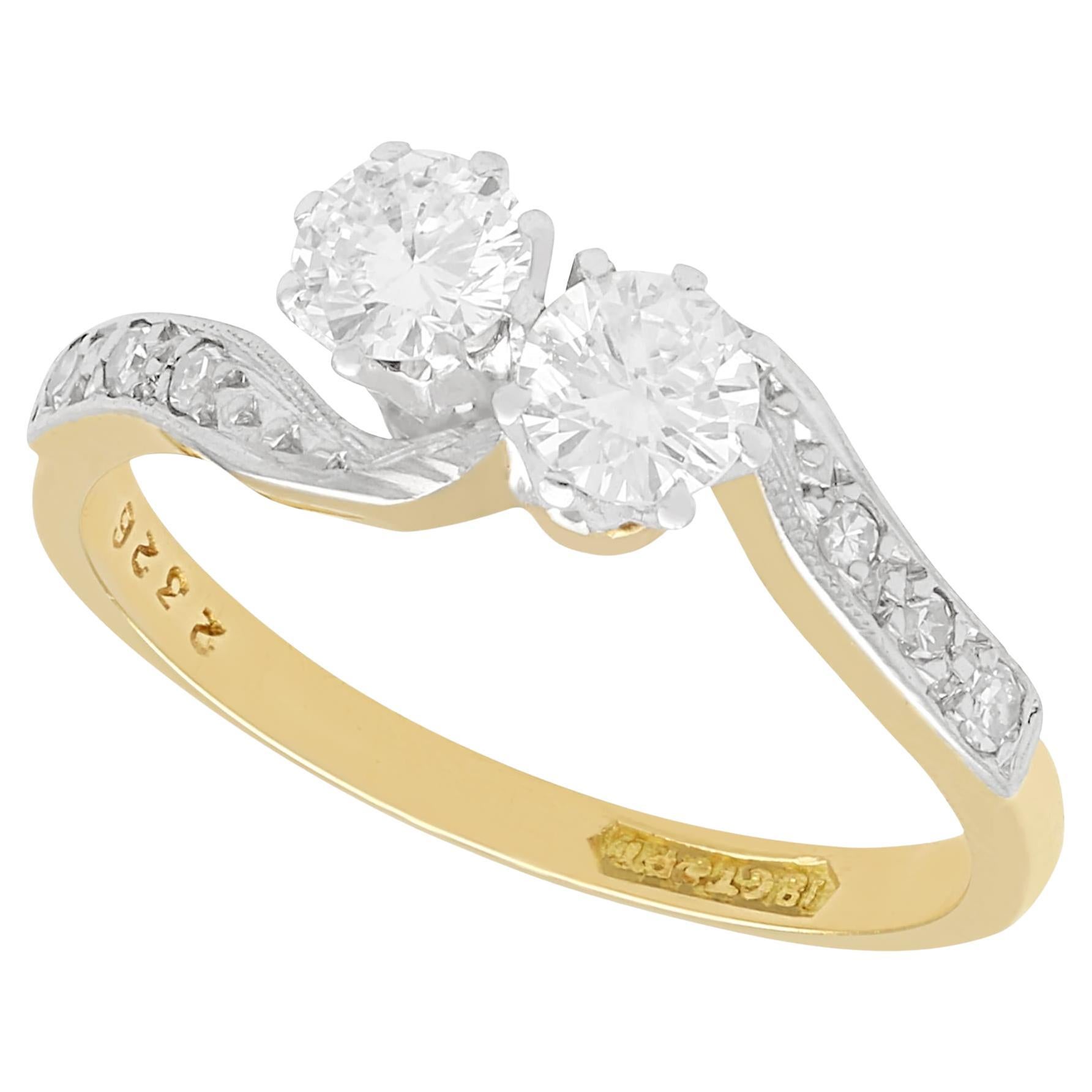 1950s 0.65 Carat Diamond Yellow Gold Platinum Set Twist Ring For Sale