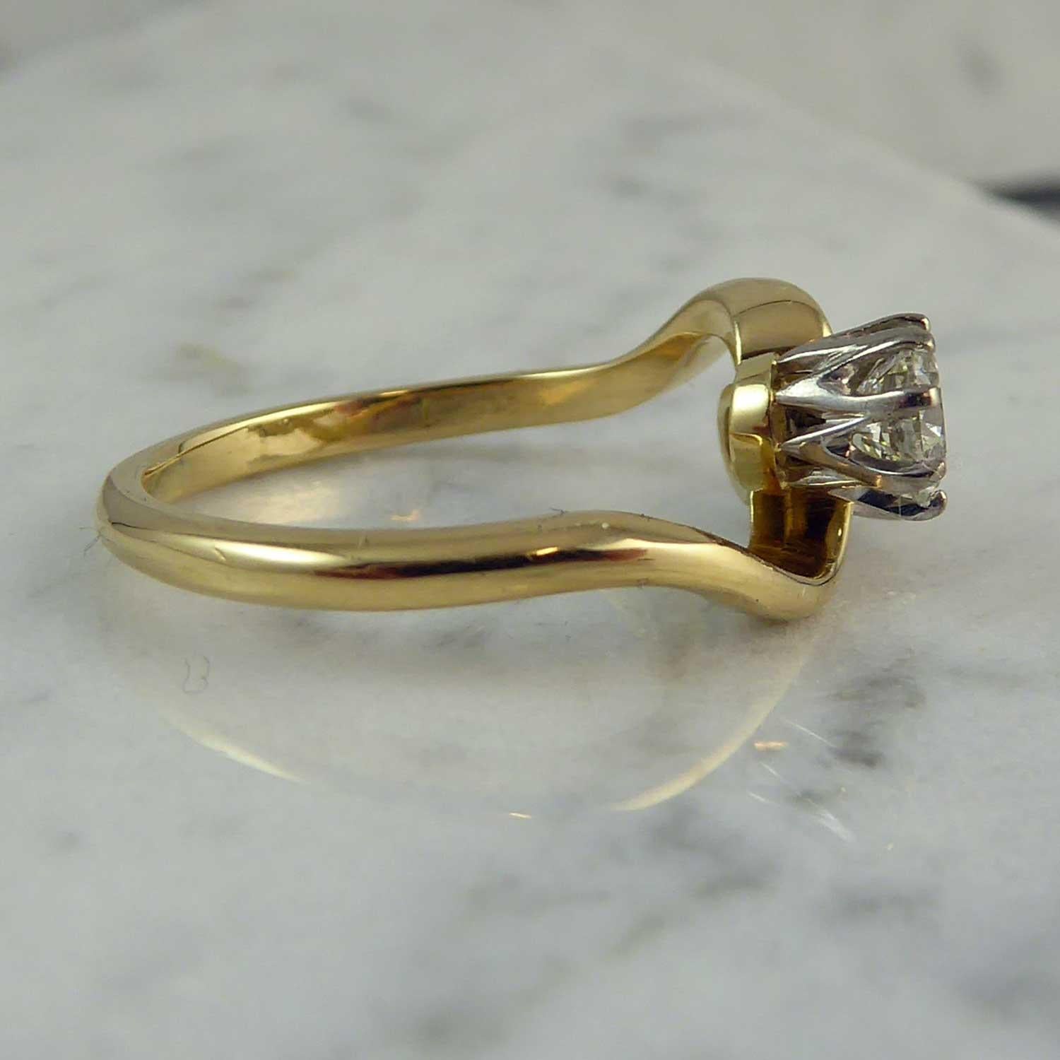 1950s 0.73 Carat Diamond Ring, Brilliant Cut Diamonds, Two-Stone Twist 5