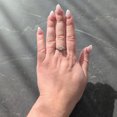 1950's 0.95 CTW Fancy Yellow Asscher Diamond Platinum Vintage Engagement Ring