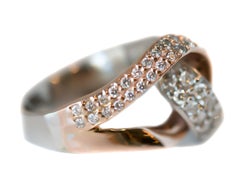 1950s 1 Carat Diamond and Two-Tone 18 Karat White and Rose Gold Cocktail Ring