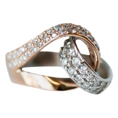 1950s 1 Carat Diamond and Two-Tone 18 Karat White and Rose Gold Cocktail Ring