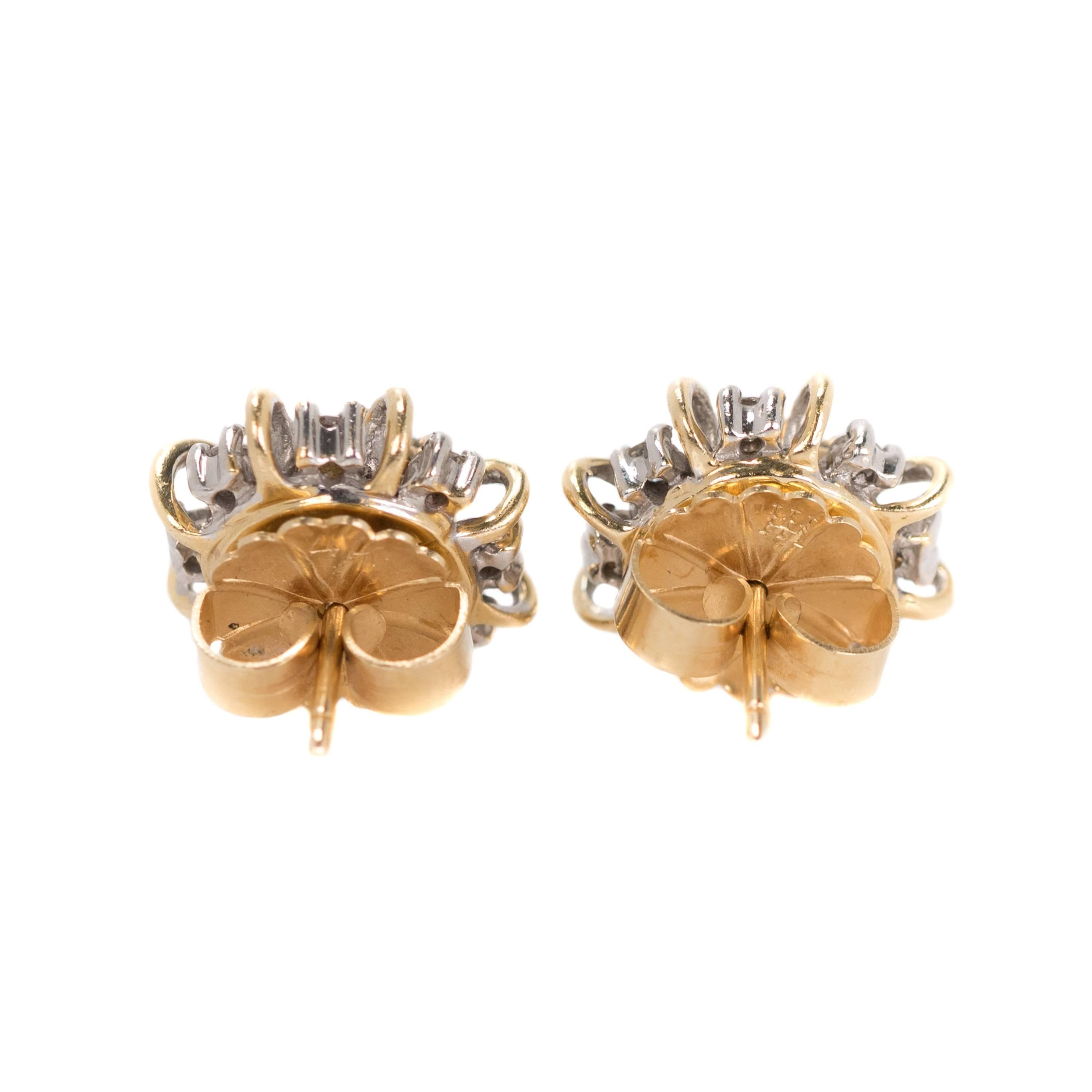 Retro 1950s 1 Carat Total Diamond Earrings with Jackets