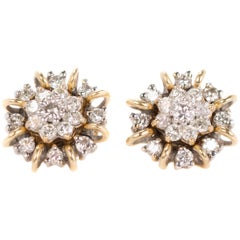 Vintage 1950s 1 Carat Total Diamond Earrings with Jackets