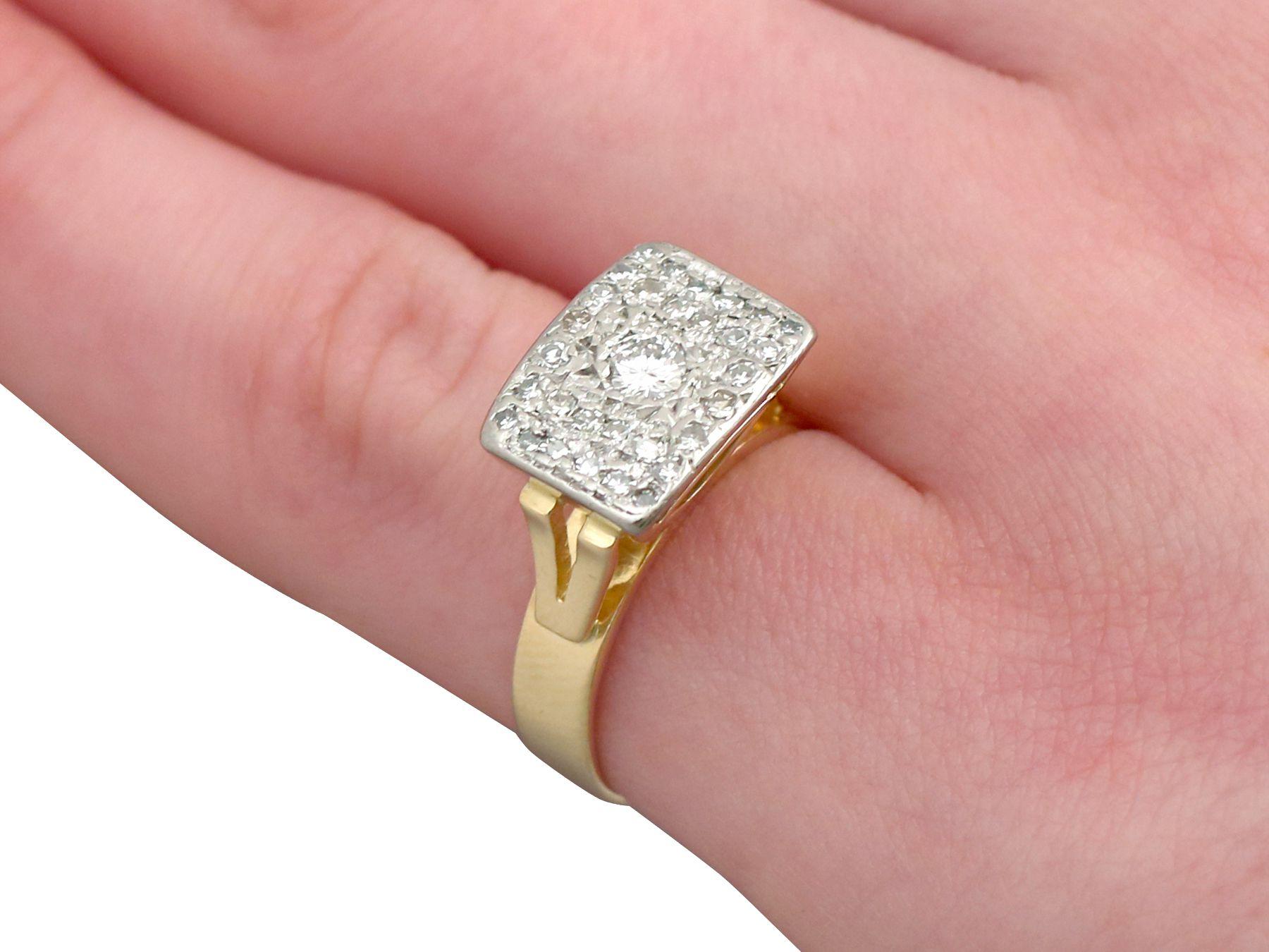 Women's 1950s, 1.06 Carat Diamond and Gold Cocktail Ring