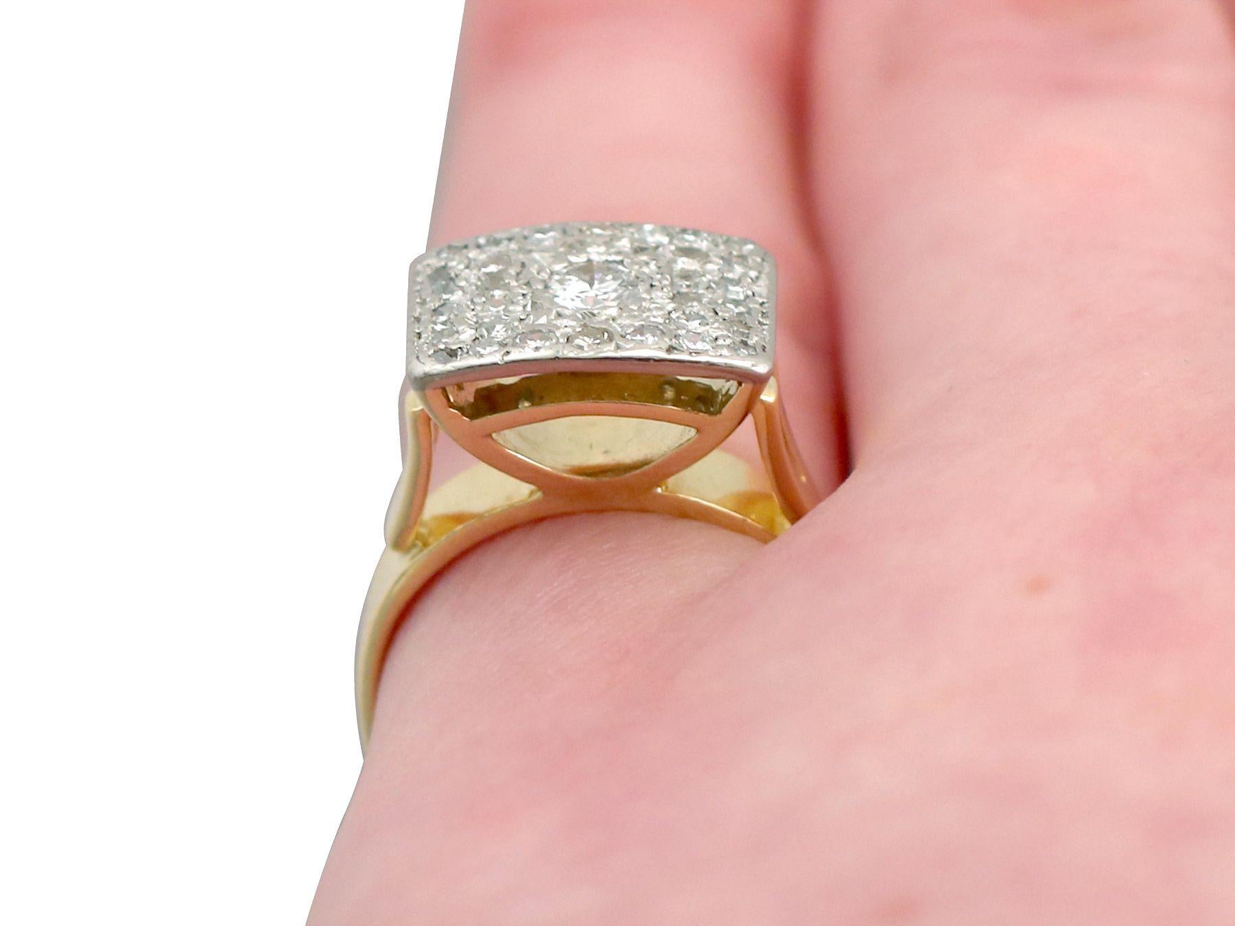 1950s, 1.06 Carat Diamond and Gold Cocktail Ring 1