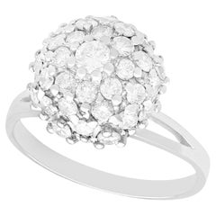 1950s 1.07 Carat Diamond and White Gold Cluster Ring