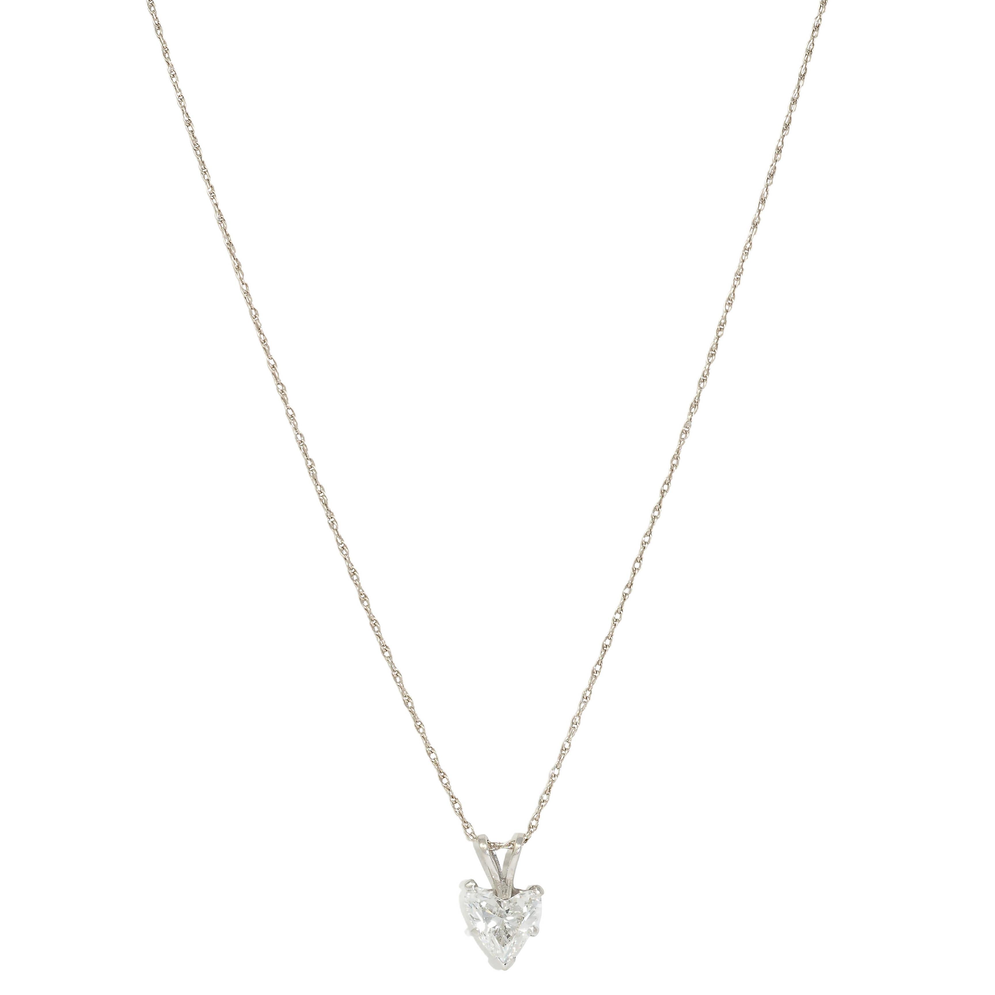 1950's 1.14 CTW Diamond Heart Cut 14K Gold Vintage Pendant Drop Necklace GIA Corte de corazón en venta