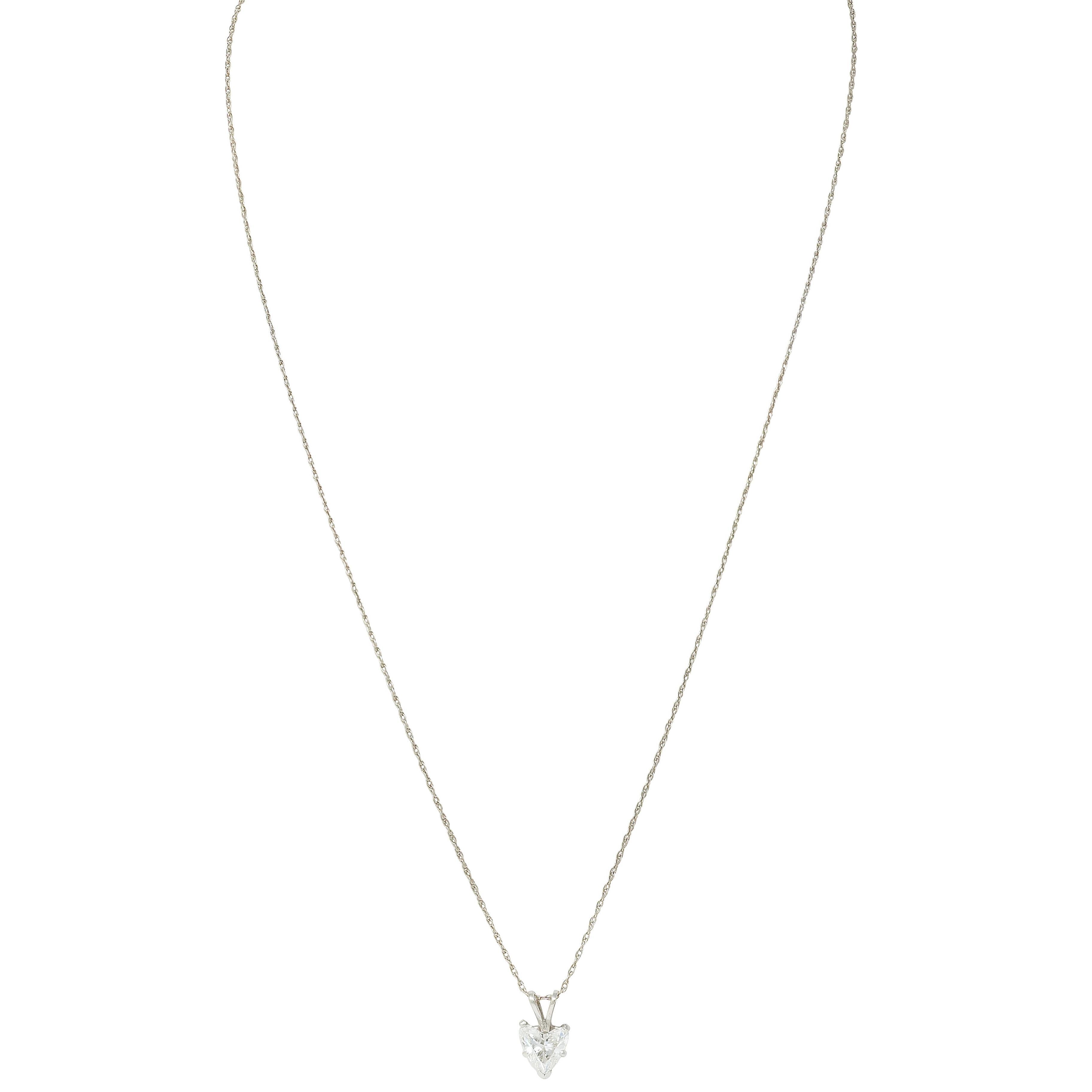 1950's 1.14 CTW Diamond Heart Cut 14K Gold Vintage Pendant Drop Necklace GIA en venta 2