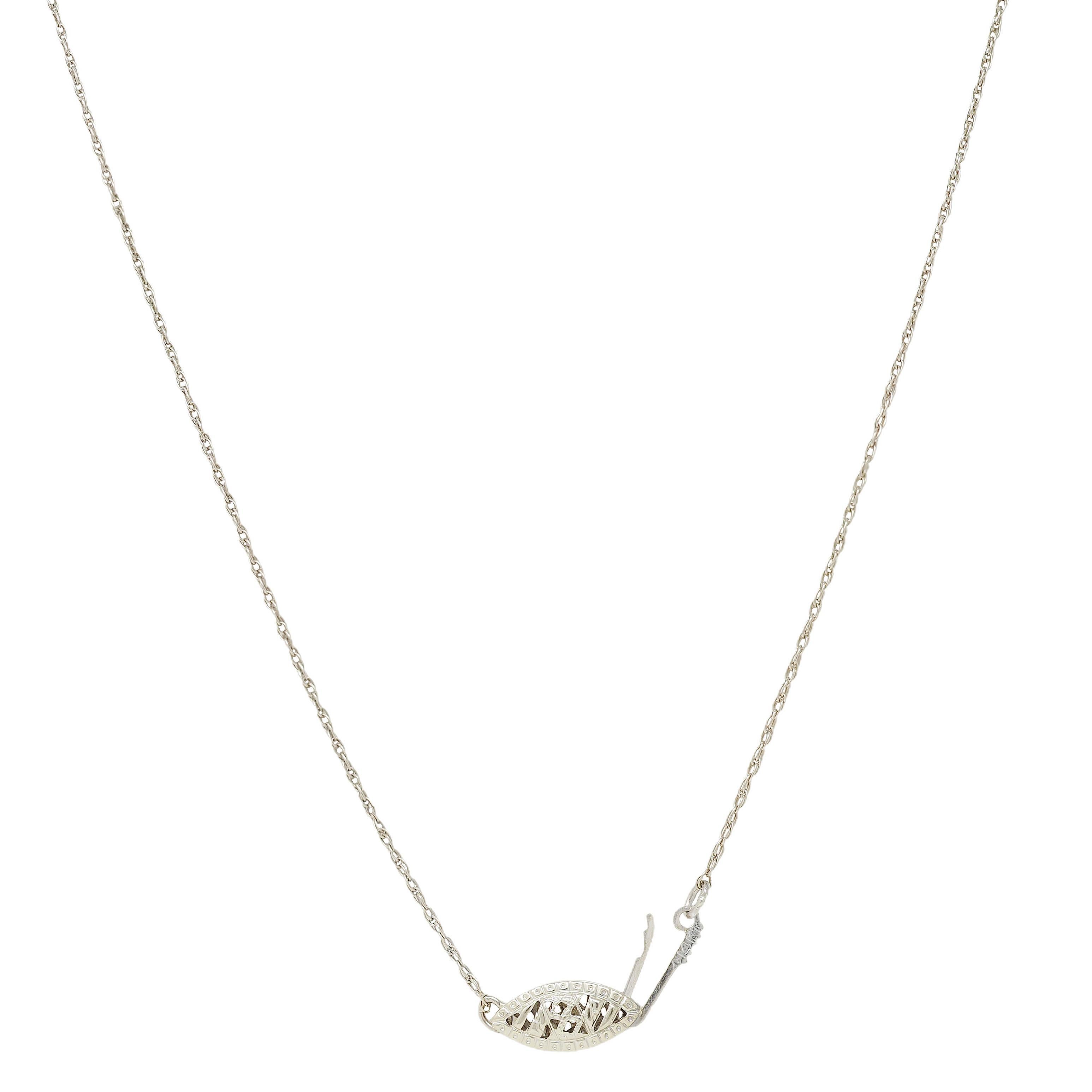 1950's 1.14 CTW Diamond Heart Cut 14K Gold Vintage Pendant Drop Necklace GIA en venta 3