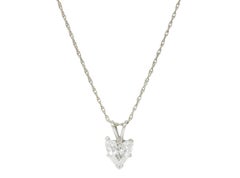 1950's 1.14 CTW Heart Cut Diamond 14K Gold Vintage Pendant Drop Necklace GIA