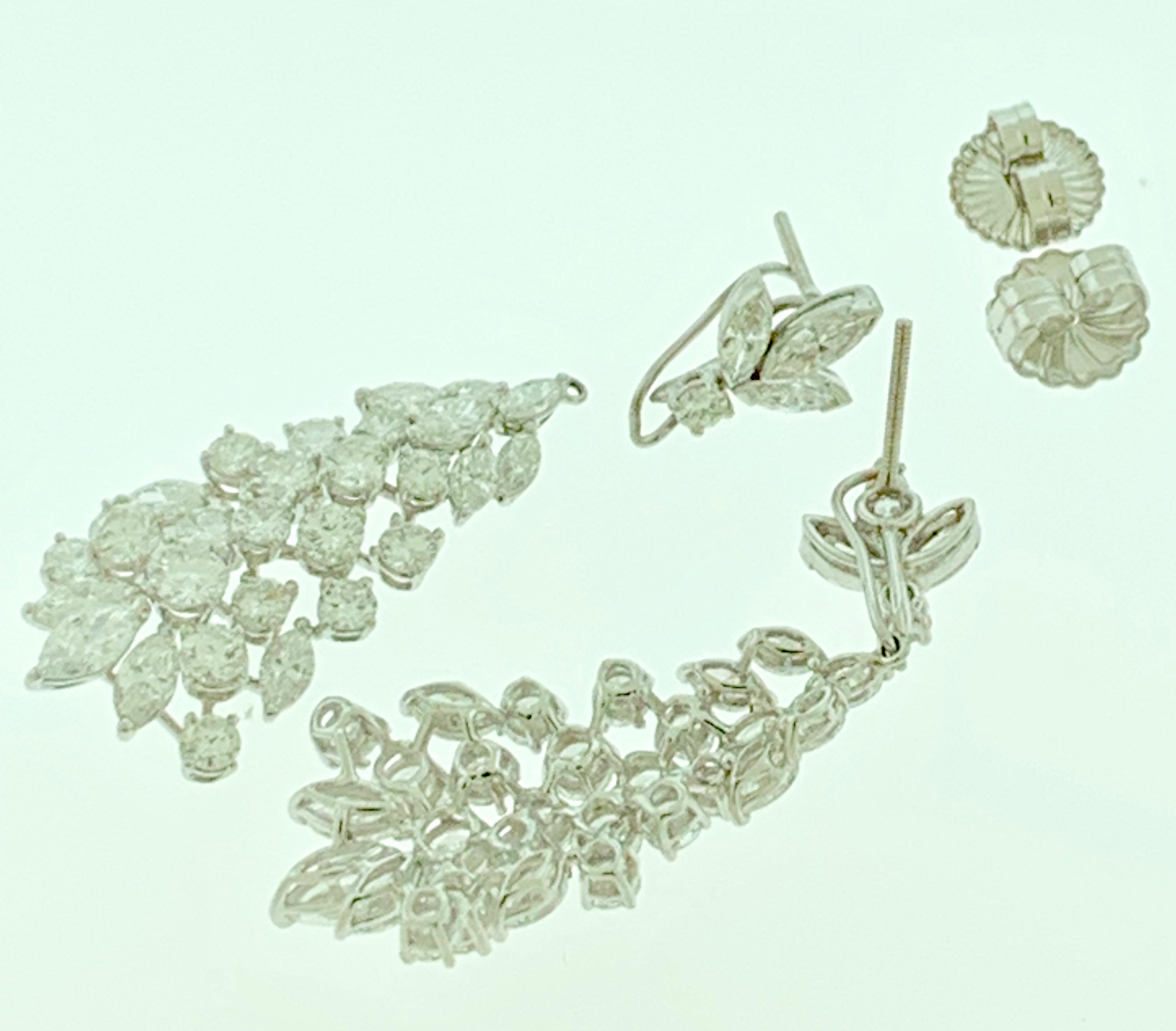 Marquise Cut 1950s 12 Ct Day and Night Detachable Diamond Drop Cocktail Earrings in Platinum