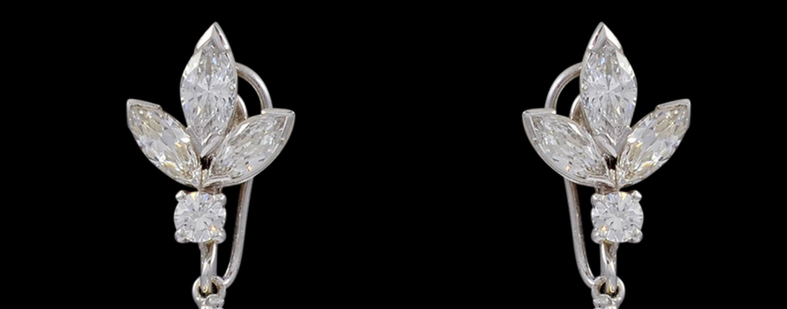Women's 1950s 12 Ct Day and Night Detachable Diamond Drop Cocktail Earrings in Platinum