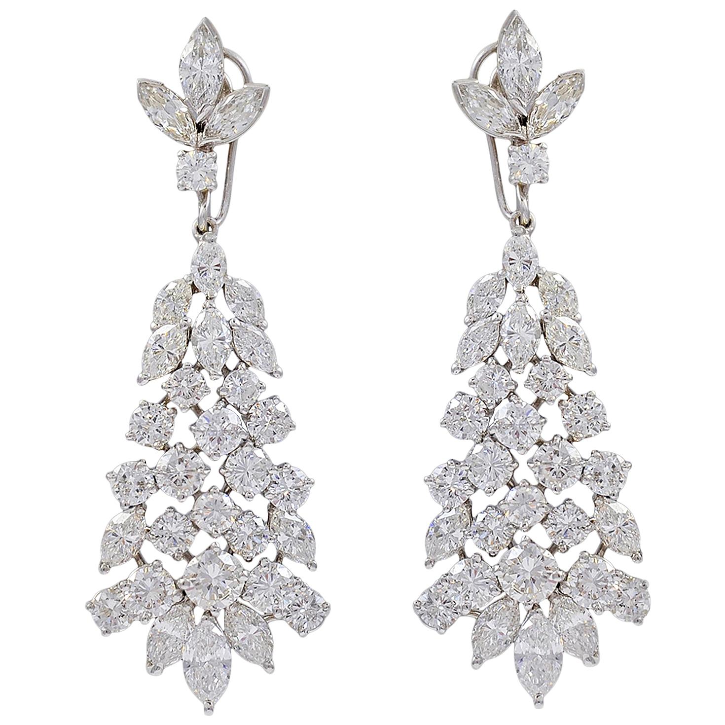 1950s 12 Ct Day and Night Detachable Diamond Drop Cocktail Earrings in Platinum