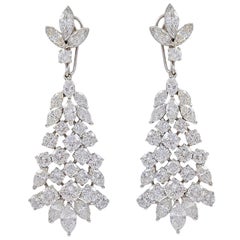 Vintage 1950s 12 Ct Day and Night Detachable Diamond Drop Cocktail Earrings in Platinum