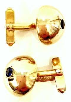 1950'S 12-Karat Gold Filled & Sapphire Blue Glass Cuff Links By, Swank