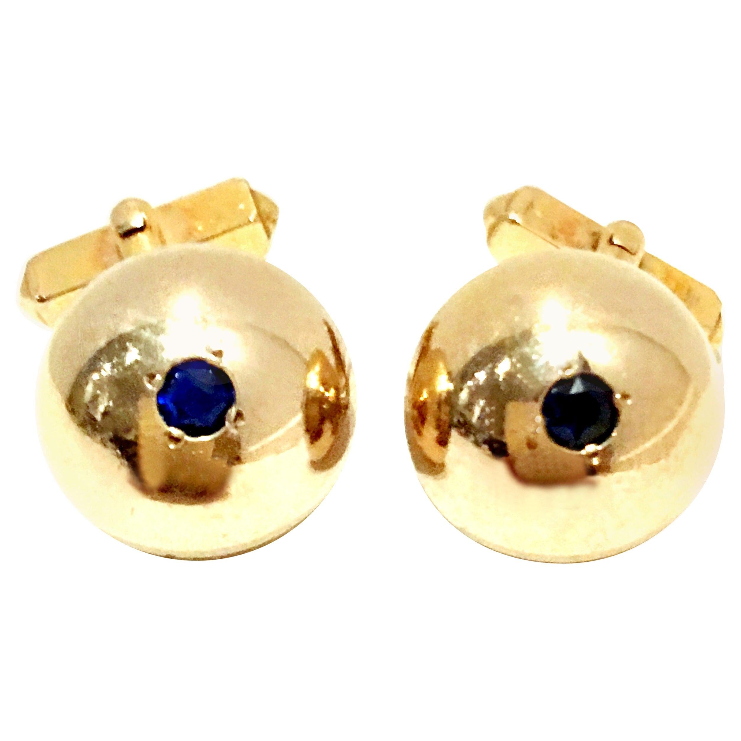 1950'S 12-Karat Gold Filled & Sapphire Blue Glass Cuff Links By, Swank For Sale