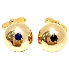 1950'S 12-Karat Gold Filled & Sapphire Blue Glass Cuff Links By, Swank