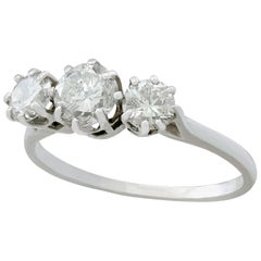1950s 1.22 Carat Diamond and Platinum Trilogy Ring 1950s 1.22 Carat Diamond and Platinum Trilogy Ring