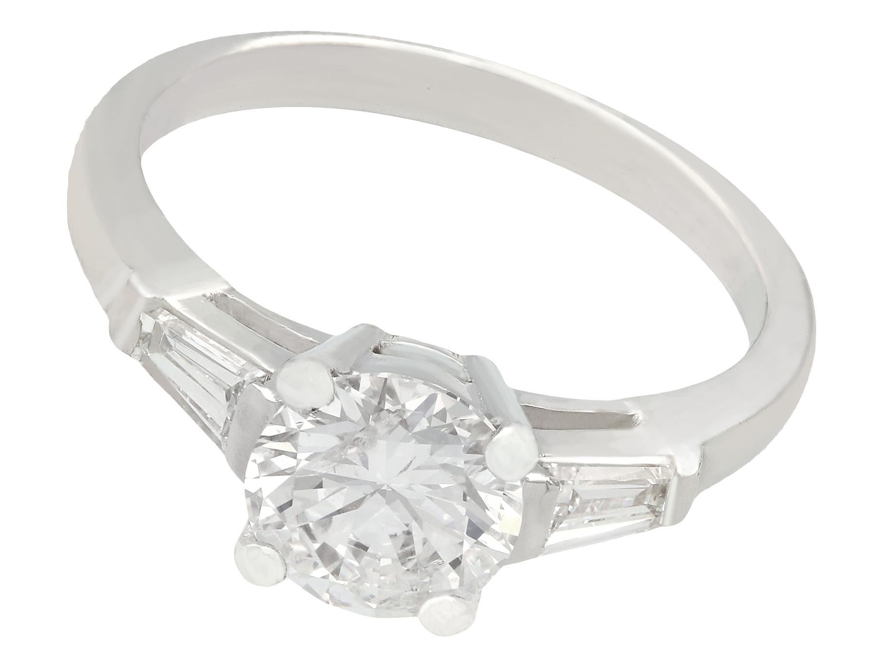 Round Cut Vintage 1950s 1.32 Carat Diamond and Platinum Solitaire Engagement Ring