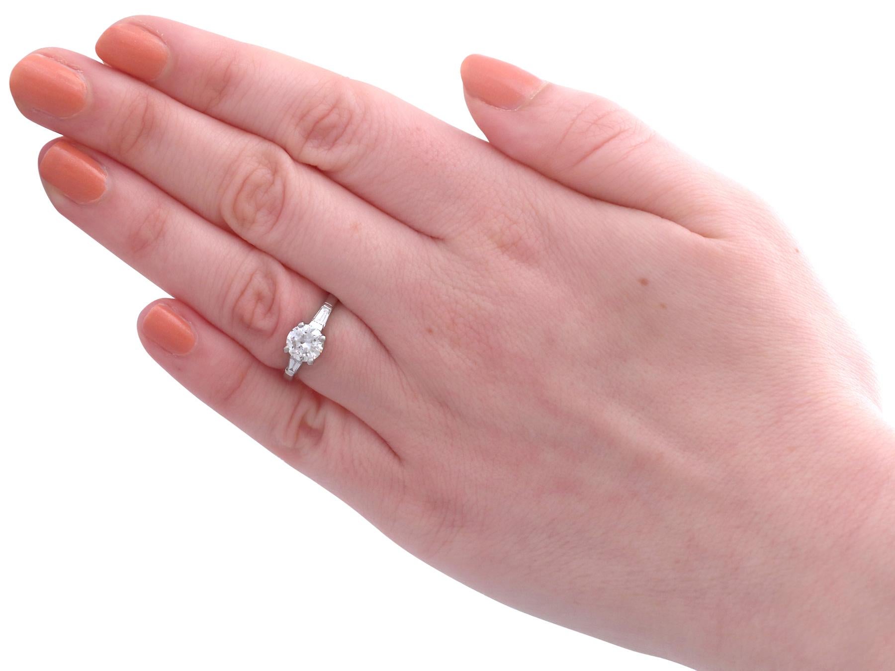 Women's or Men's Vintage 1950s 1.32 Carat Diamond and Platinum Solitaire Engagement Ring