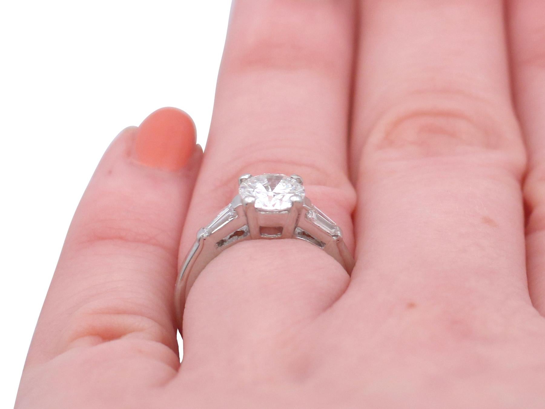 Vintage 1950s 1.32 Carat Diamond and Platinum Solitaire Engagement Ring 1