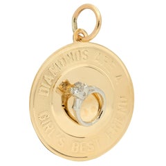 1950's 14 Karat Two-Tone Gold Diamonds Are A Girls Best Friend Pendant Charm