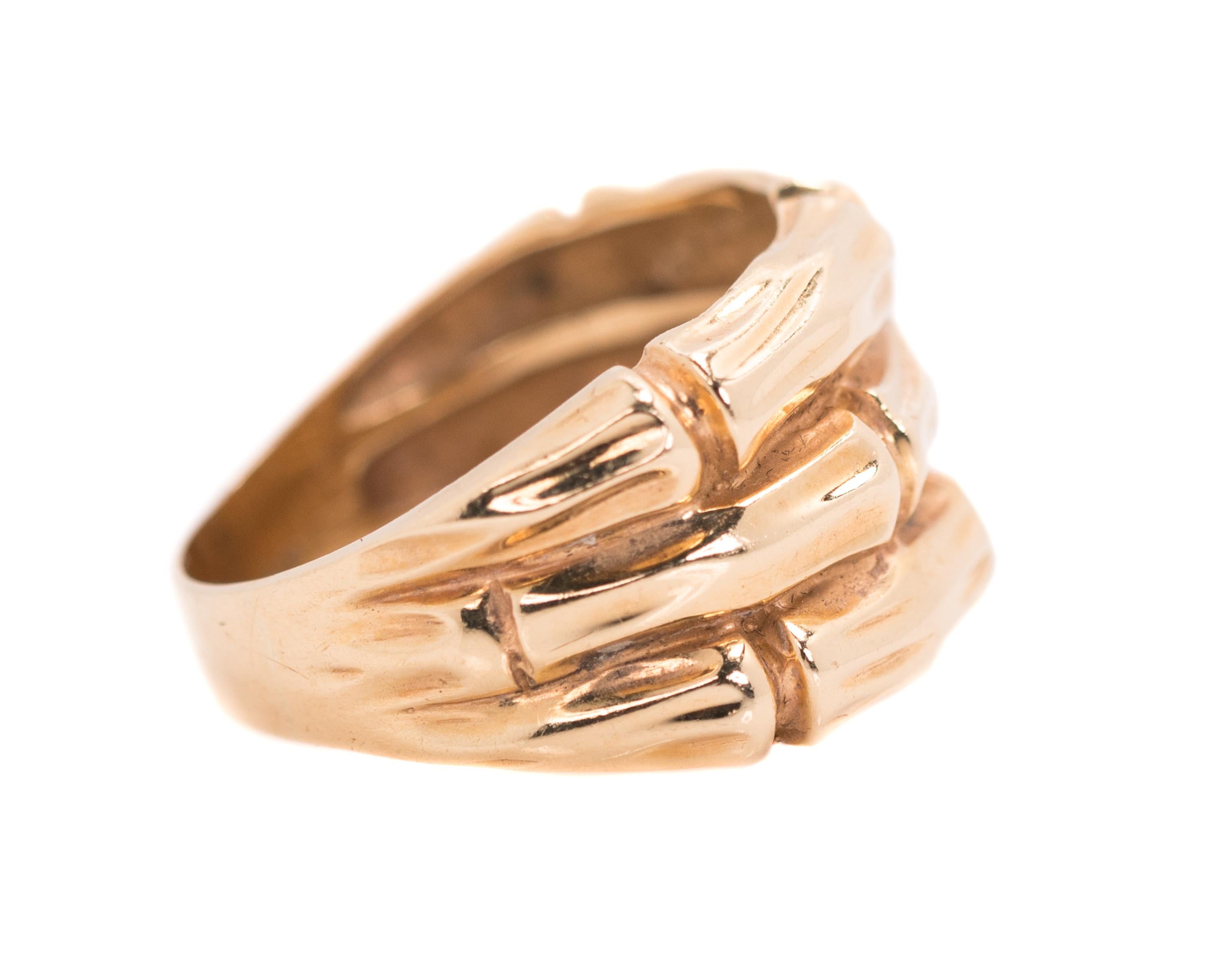 1950er Jahre 14 Karat Gelbgold Bambusband Ring (Retro) im Angebot